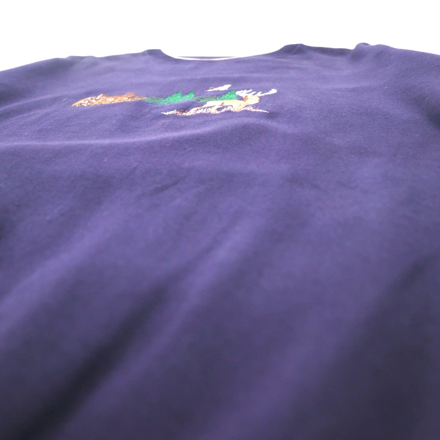 90年代 FIELD TASTED by OUTDOOR LIFE スウェット XL ネイビー コットン 裏起毛 刺繍 アニマル パキ綿