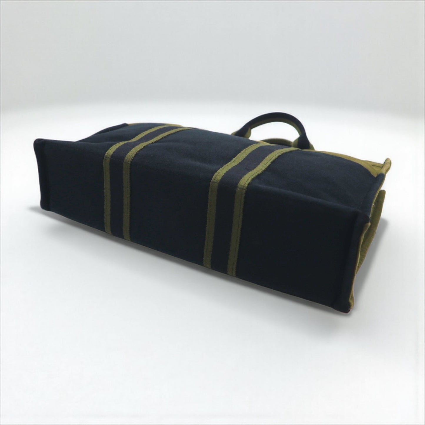 HERMES フールトゥ MM トートバッグ カーキ キャンバス バイカラー フランス製