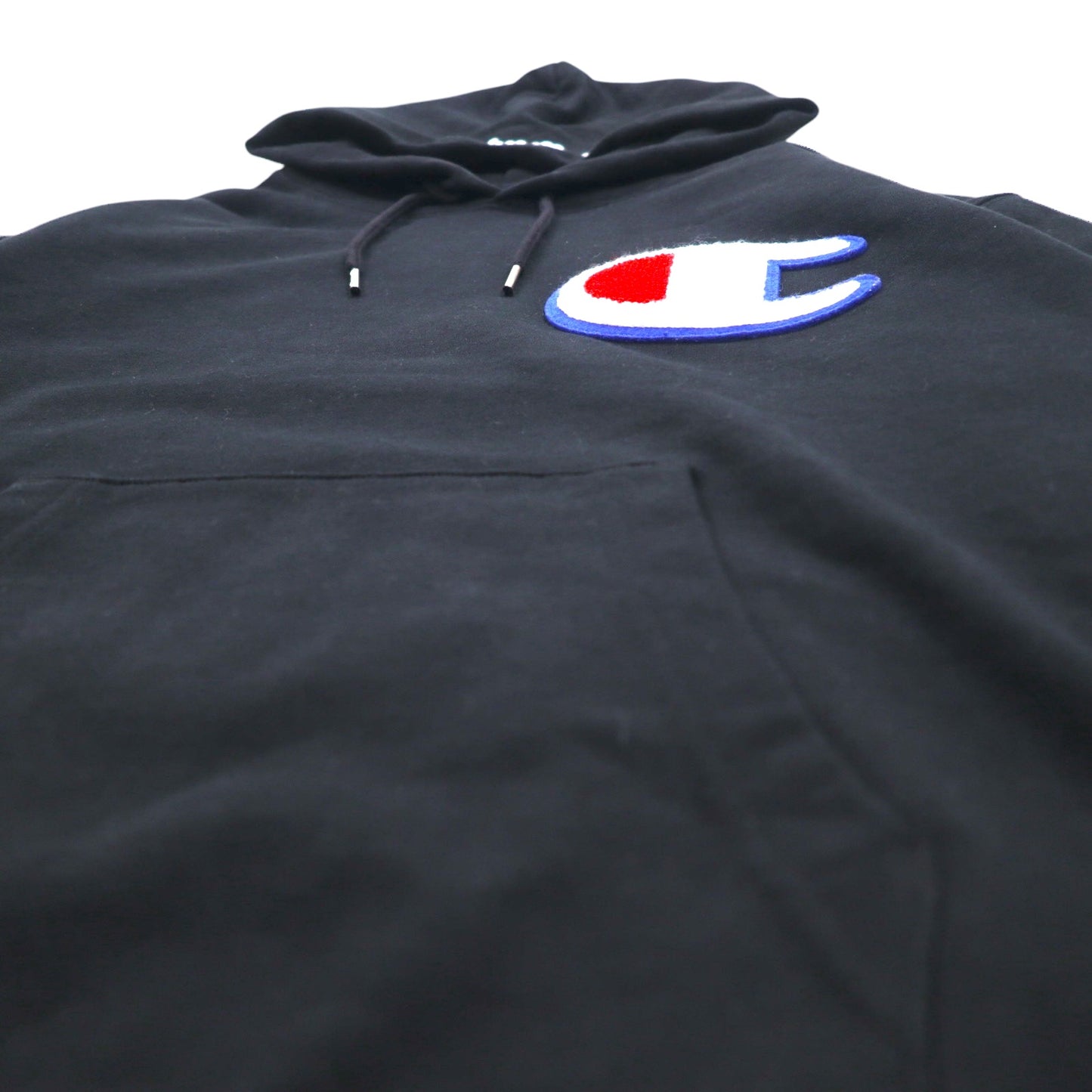 Champion プルオーバー スウェット パーカー M ブラック コットン ビッグロゴ C3-R101