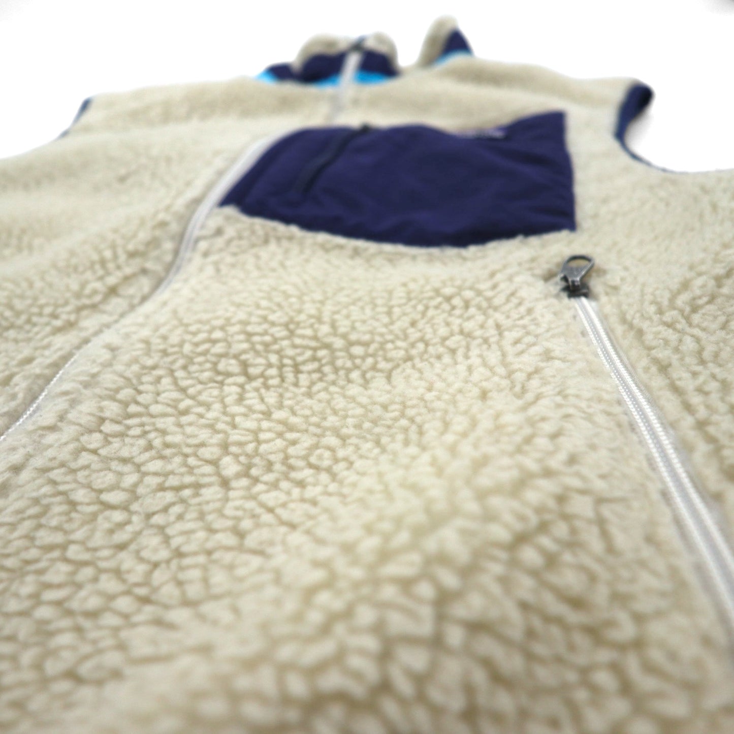 Patagonia クラシック レトロ X Classic RetroX Vest ボア フリースベスト S ナチュラル × ネイビー 23047