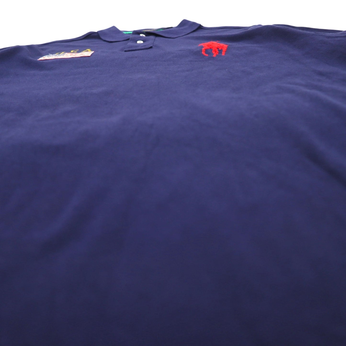 POLO RALPH LAUREN Pique Polo Shirt XL Navy Cotton Embroidered Big Pony USA Stars and Stripes