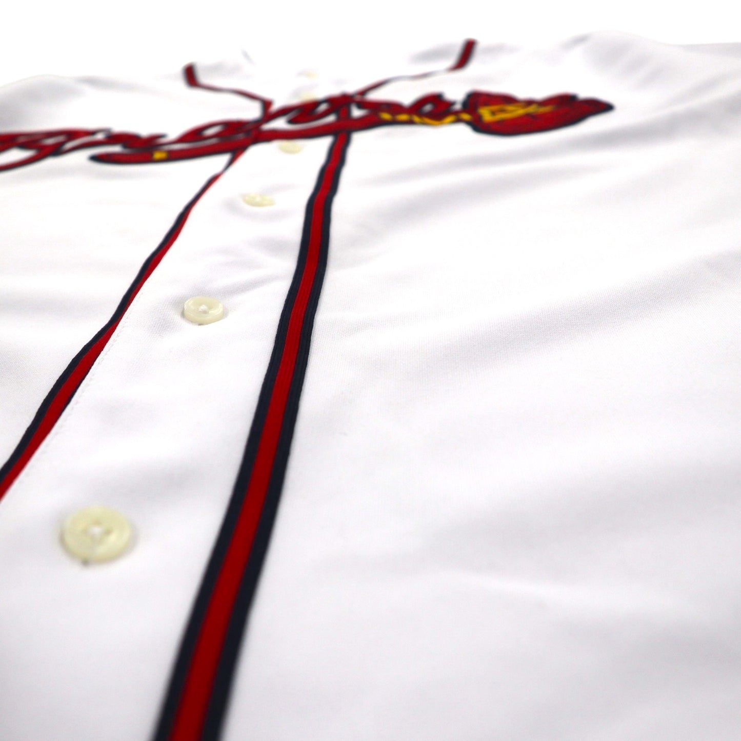 RUSSELL ATHLETICS 90年代 MLB ベースボールシャツ L ホワイト ポリエステル Braves ナンバリング