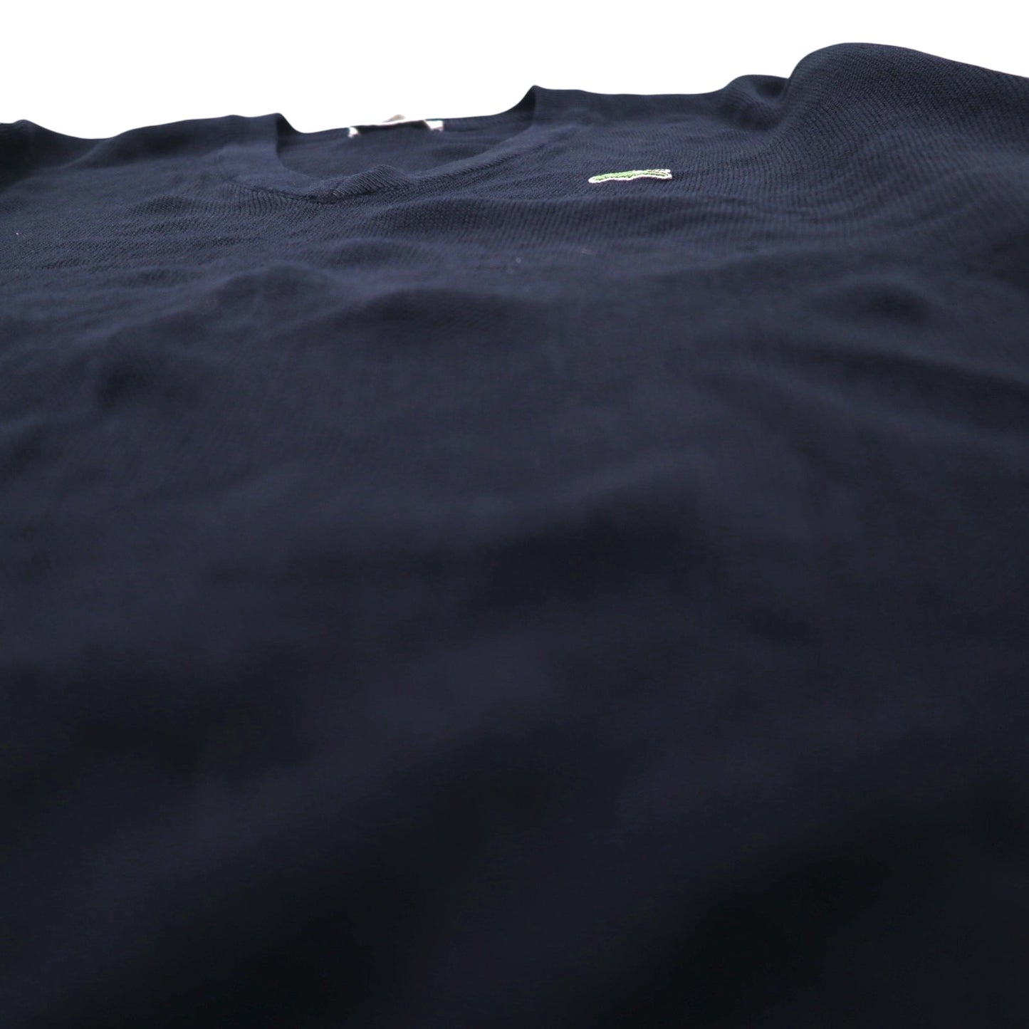 LACOSTE 80年代 スペイン製 Vネック アクリルニット セーター L ネイビー