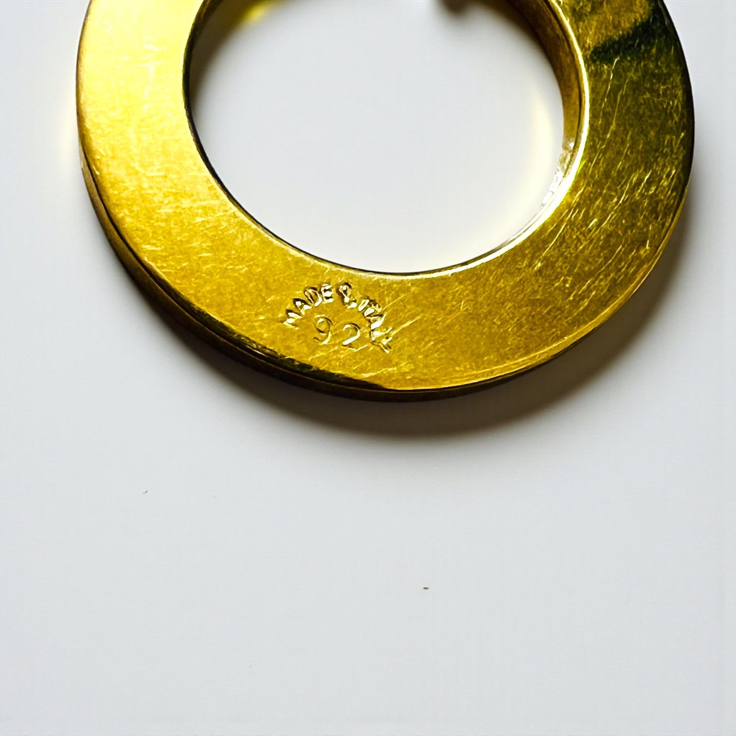 CELINE 90s Italian Vintage Curb Chain Necklace with Gold Circle Logo and Ring Plate, Made in 1992