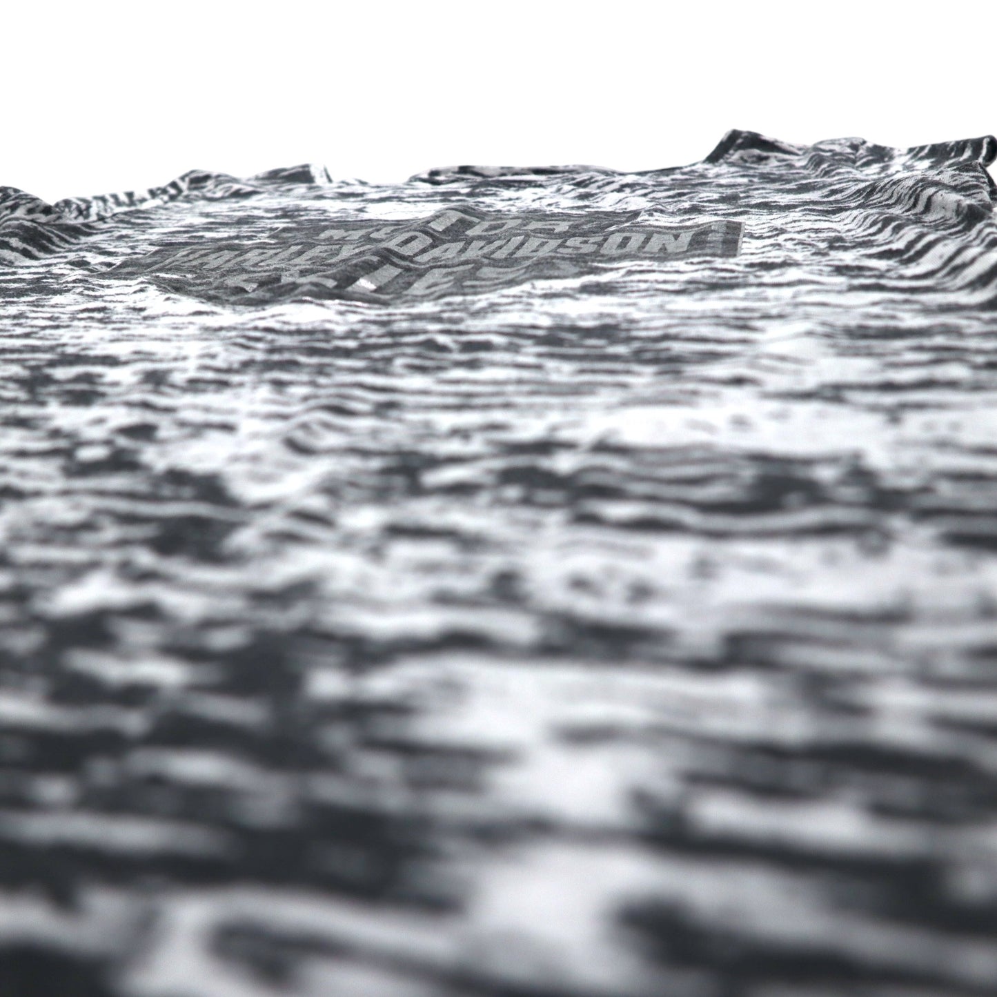 HARLEY DAVIDSON Logo Print French Sleeve T-Shirt L Grey Cotton All-over Pattern