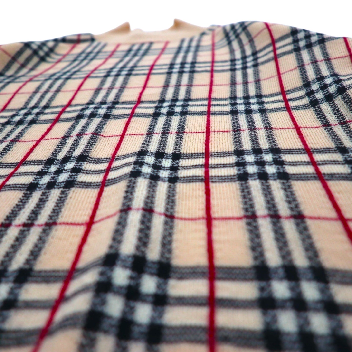BURBERRY ノバチェック ハイネック カシミヤ混 ニット セーター M ベージュ ウール モックネック