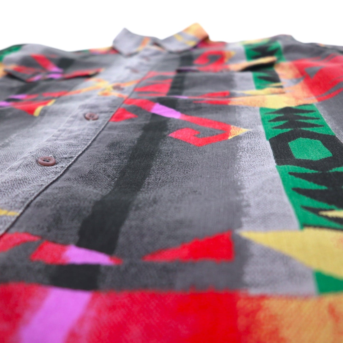 WRANGLER 90年代 USA製 ネイティブ柄 ボタンダウン ウエスタンシャツ XL グレー コットン