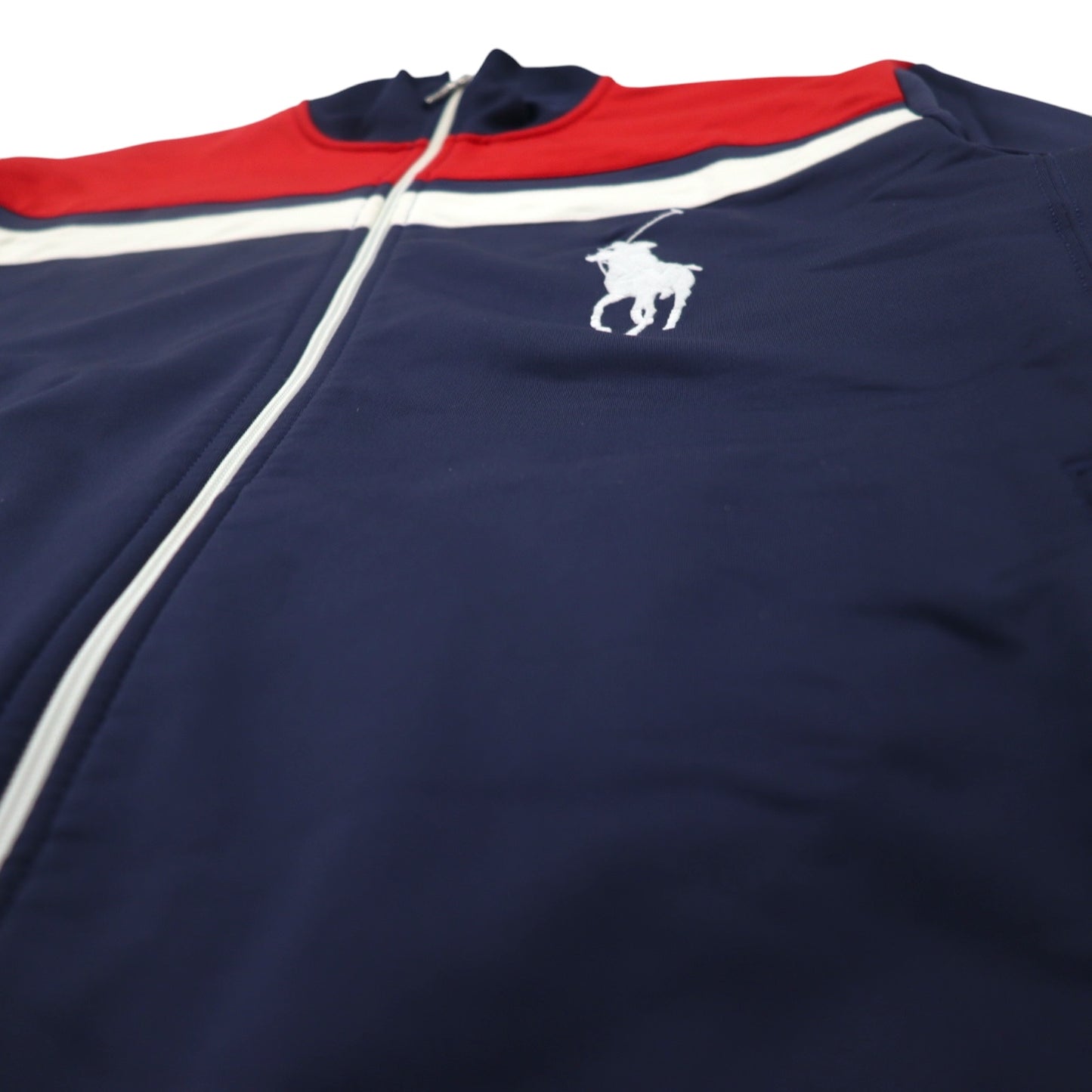Polo by Ralph Lauren ビッグポニー トラックジャケット ジャージ M ネイビー トリコロール ダブルジップ
