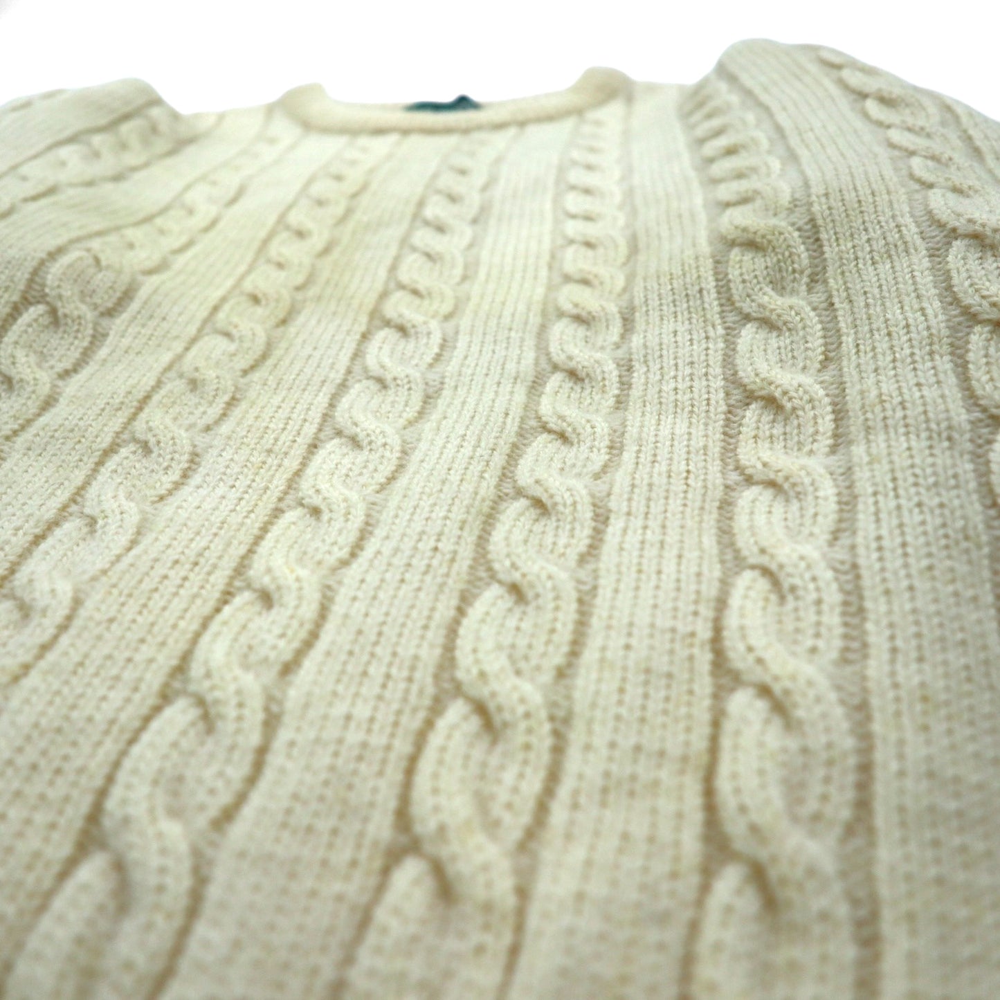 GIORDANO フィッシャーマン アラン ニット セーター S 生成り ケーブル編み ナチュラル ラムウール