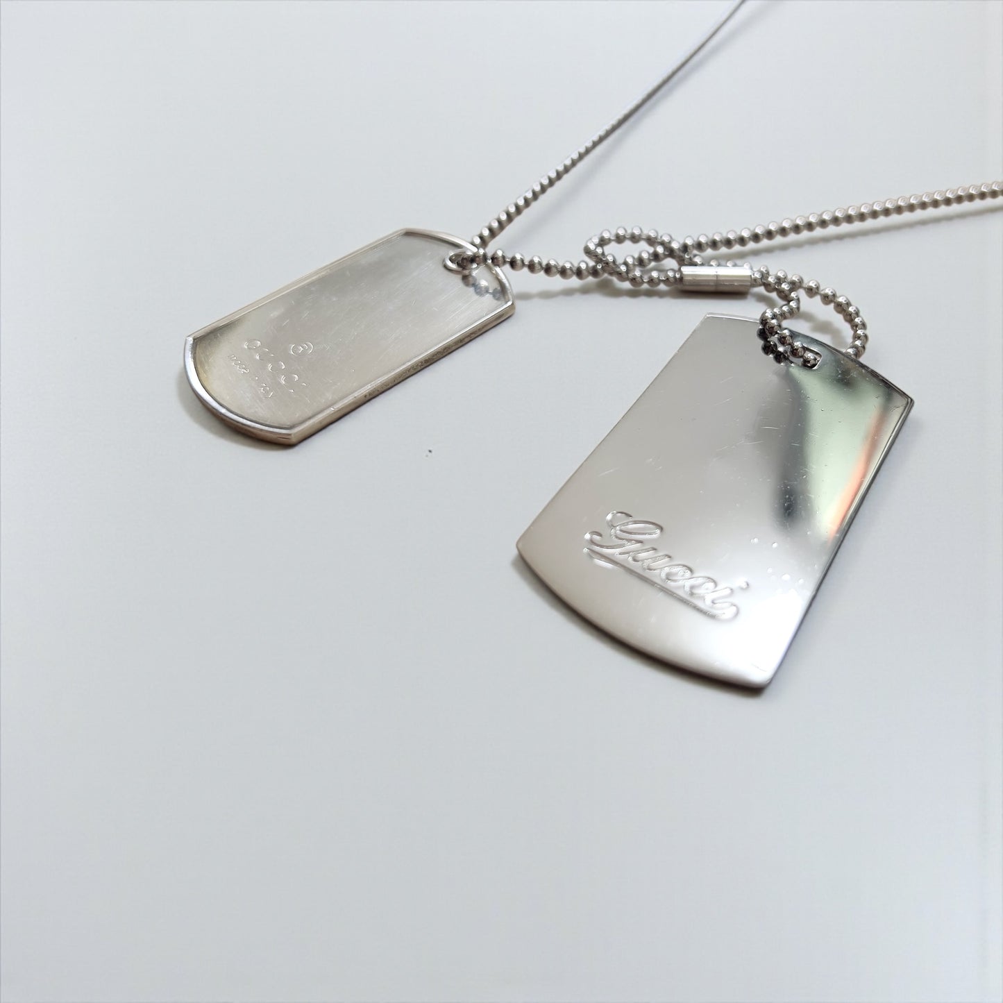 GUCCI ドッグタグ ダブルプレート 2WAY ネックレス ペンダント キーホルダー シルバー 925 ボールチェーン イタリア製