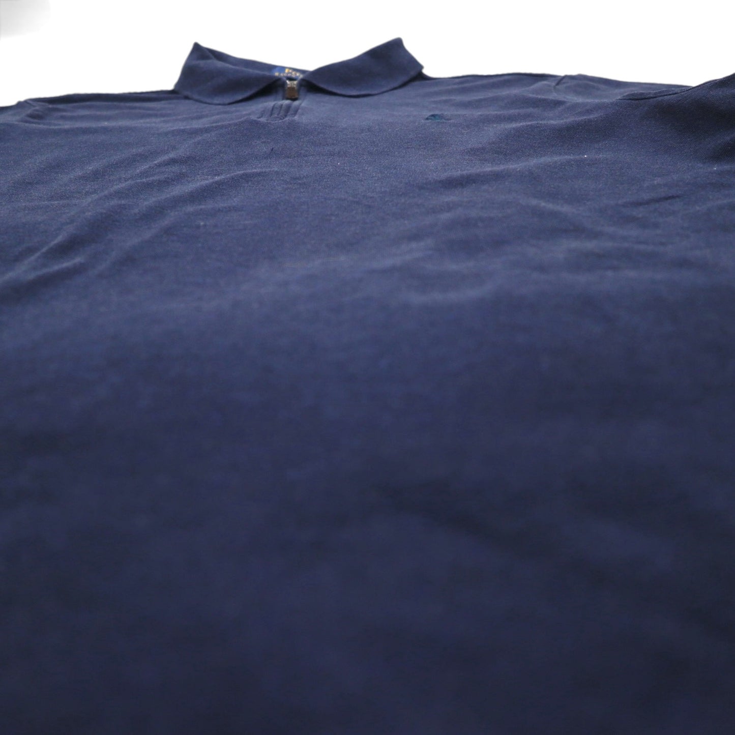POLO RALPH LAUREN Classic Fit Stretch Mesh Half Zip Polo Shirt L Navy Cotton Small Pony Embroidery