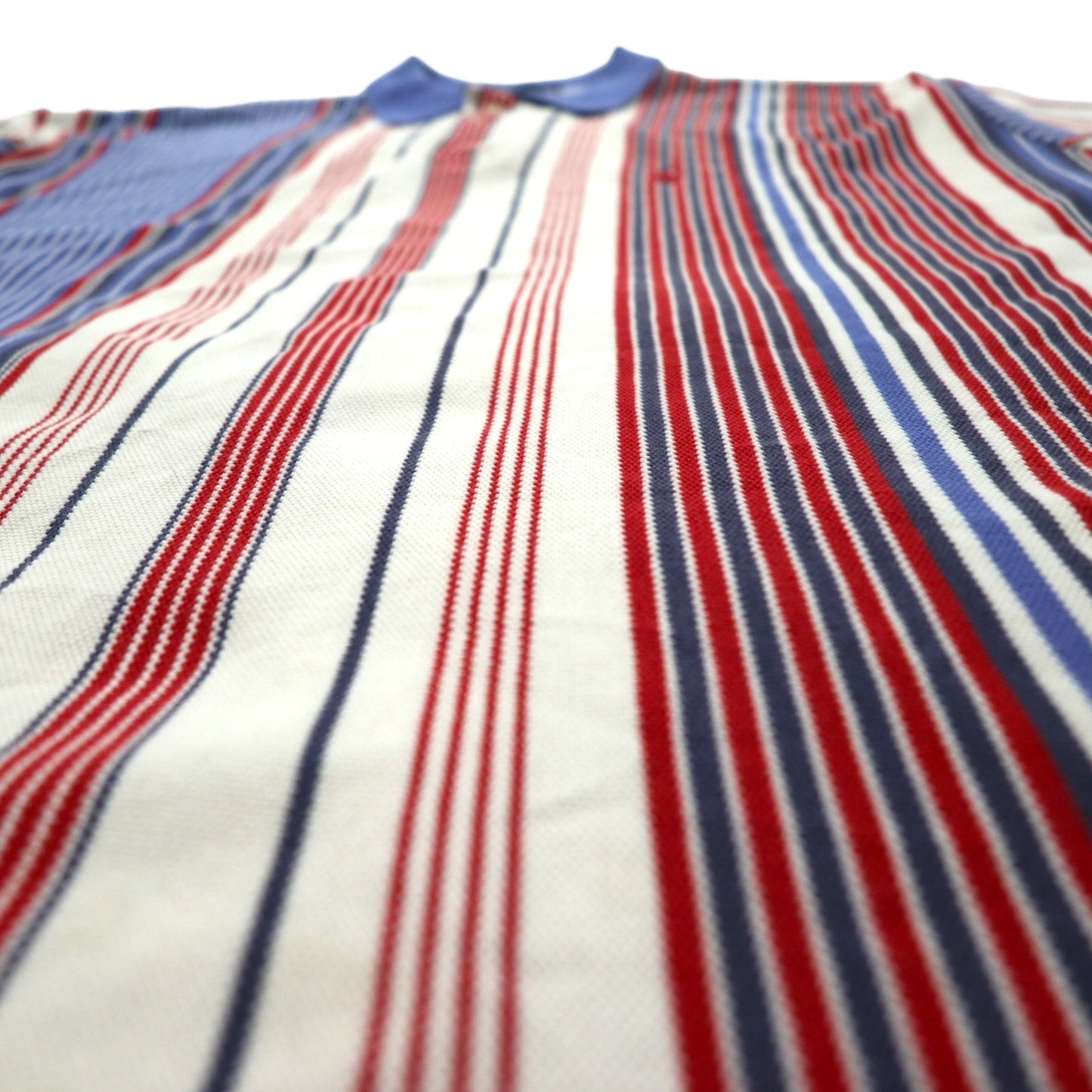 Polo by Ralph Lauren 90s USA made multi-stripe pique polo shirt XL white blue red small pony embroidery