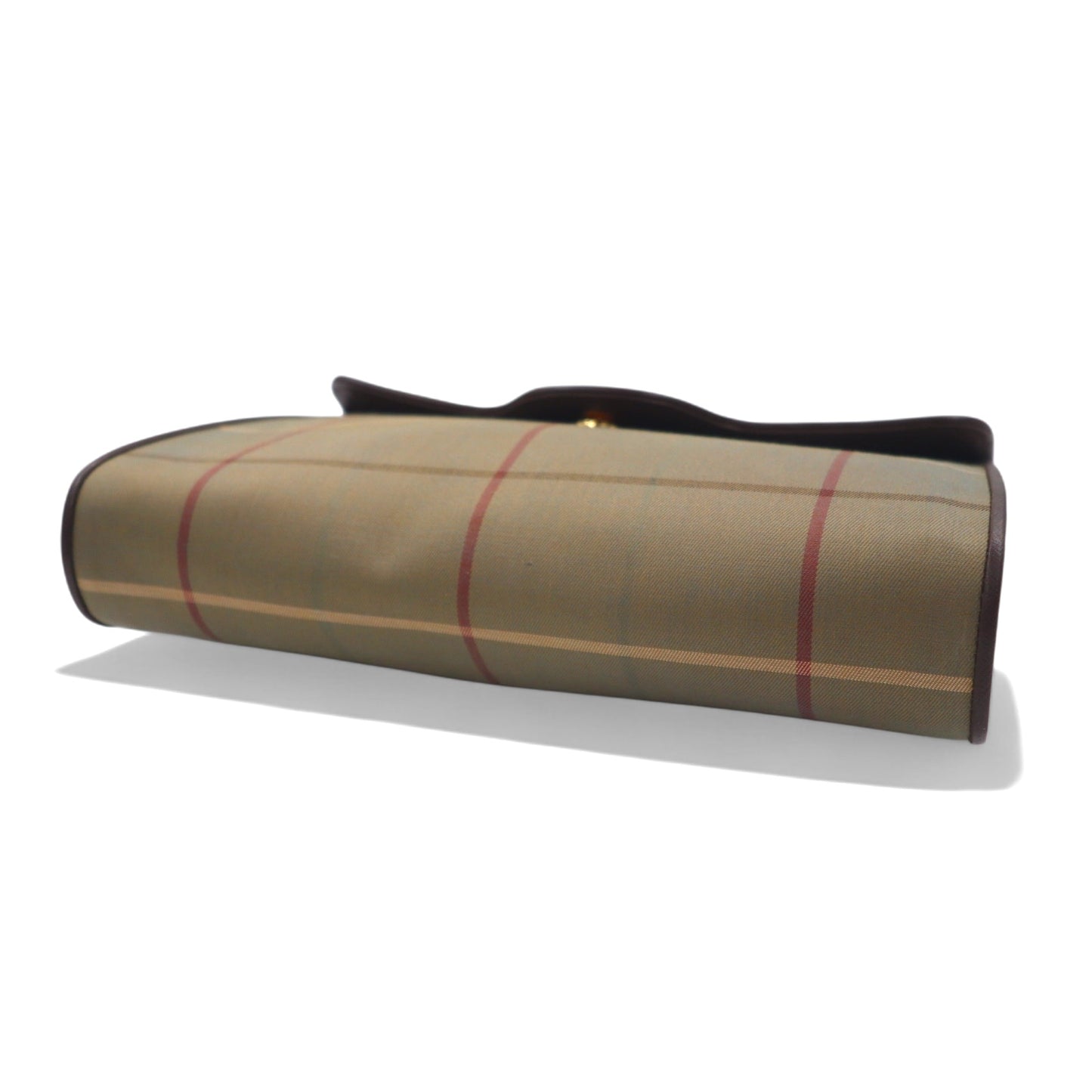 Burberrys Old Windowpane Check Clutch Bag in Beige Iridescent Nylon Canvas