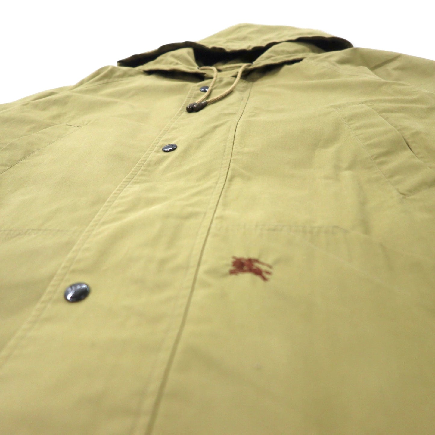 Burberrys イングランド製 オールド フーデッドコート L ベージュ コットン ポリエステル ワンポイントロゴ刺繍 裏地ノバチェック