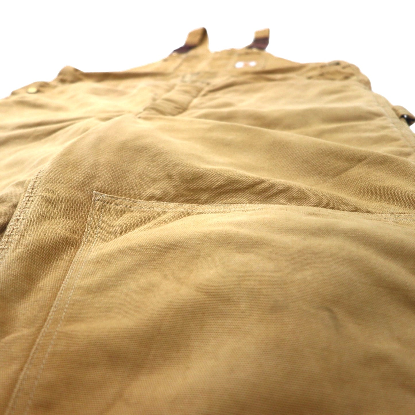 carhartt USA製 80年代 ダブルニー ダック オーバーオール 44 ベージュ コットン 裏地キルティング 星タグ RUGGED FLEX RIGBY BIB OVERALLS 6FBQZ