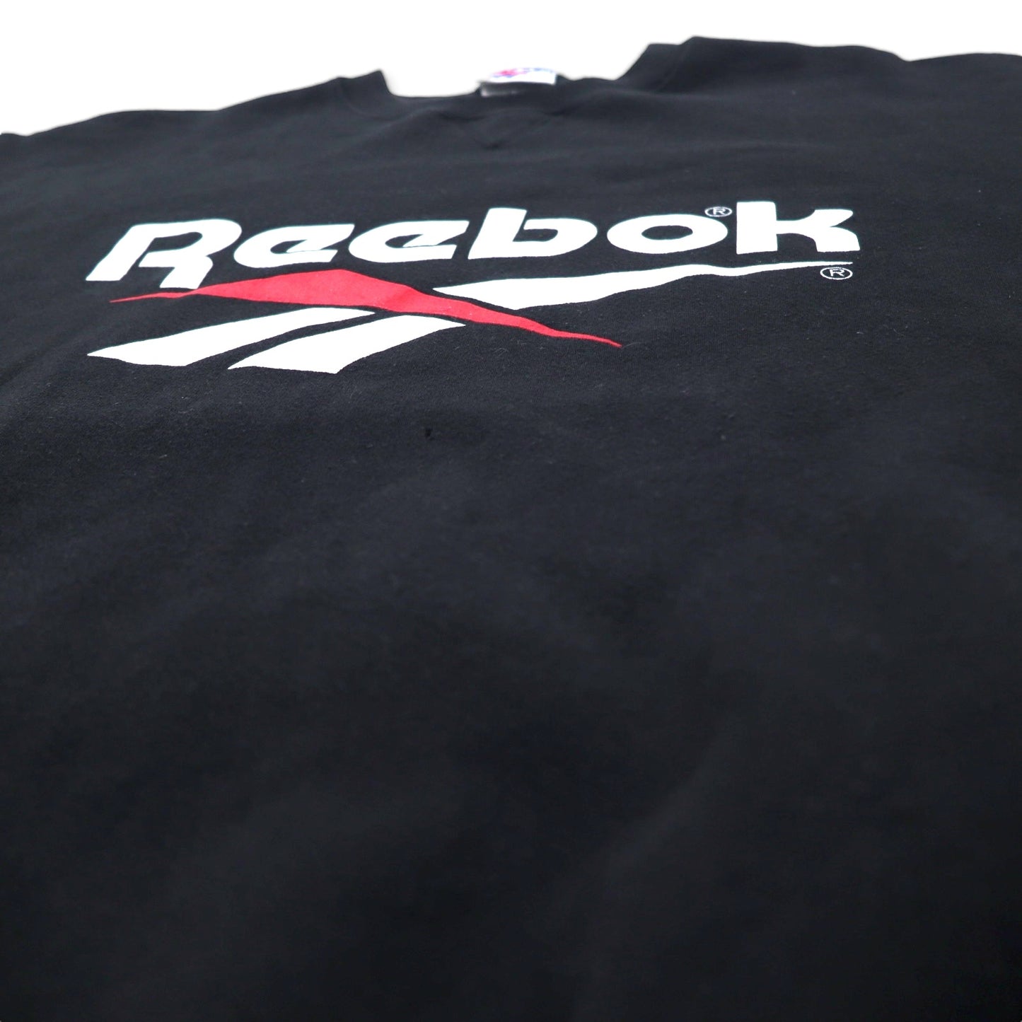 Reebok USA製 90年代 ベクターロゴ プリント スウェット L ブラック コットン 裏起毛