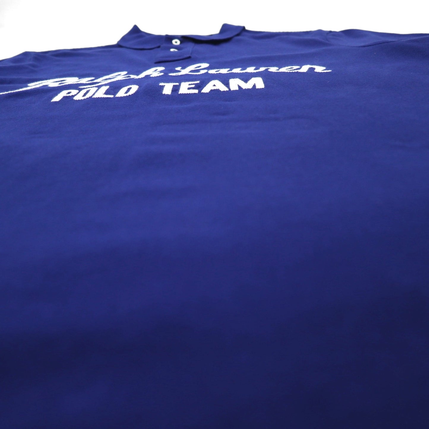 POLO RALPH LAUREN Chain Stitch Embroidered Polo Shirt L Blue Pique POLO TEAM