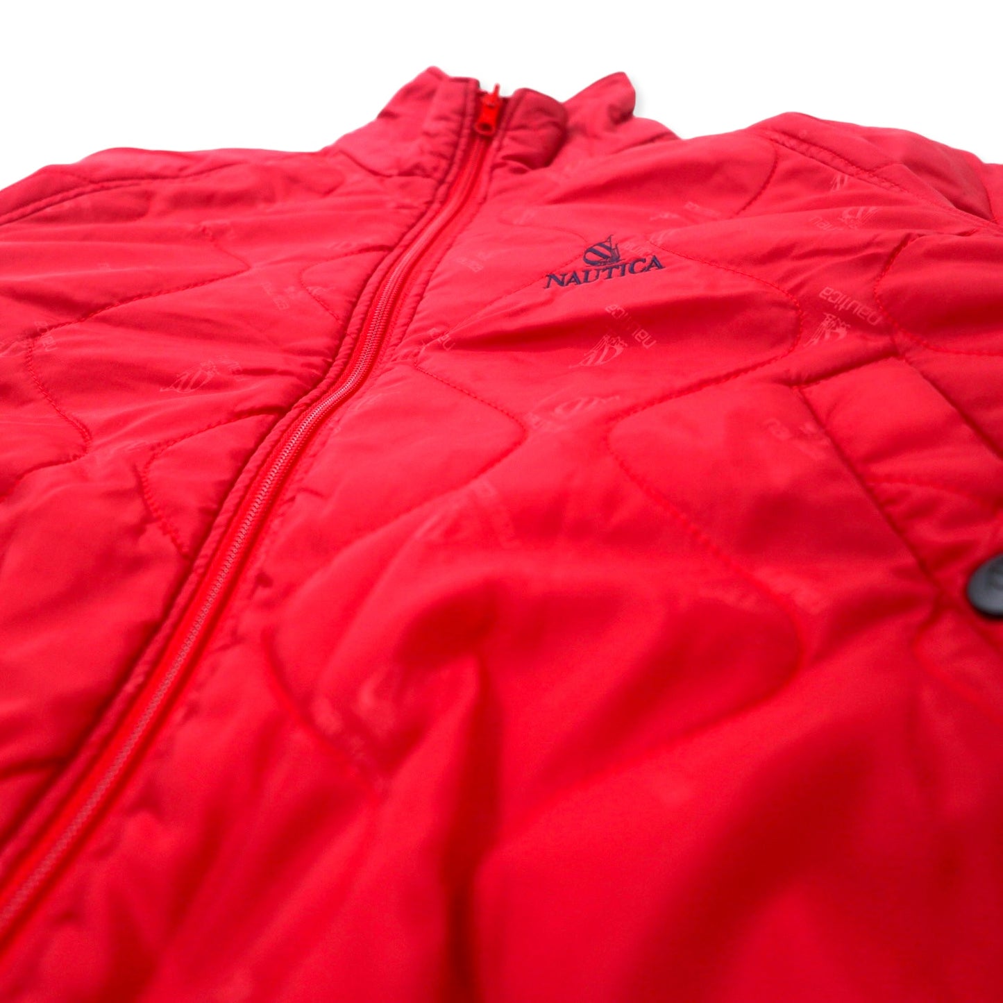 nautica 90年代 インサレーション ジャケット M レッド ナイロン 中綿 ロゴ総柄