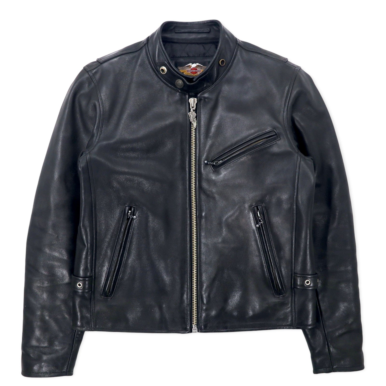 HARLEY DAVIDSON Single Riders Leather Jacket M Black Cowhide Quilted Liner  40192 – 日本然リトテ