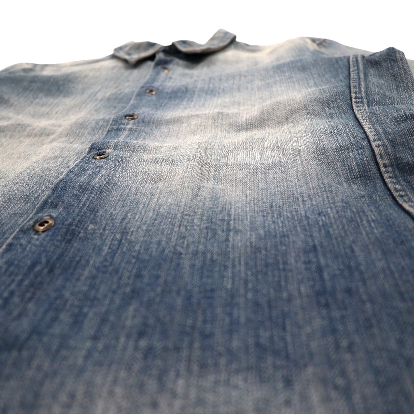 wht デニムシャツ L インディゴ ブルー ヴィンテージ加工 コットン AKM 日本製