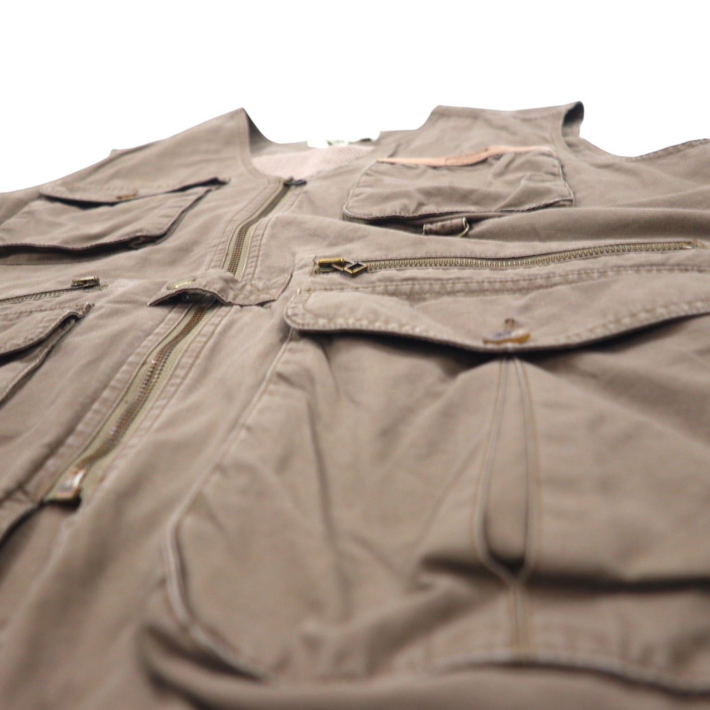 Eddie Bauer 90s Fishing Vest, M, Khaki, Cotton, Mesh Switching, Drawcord