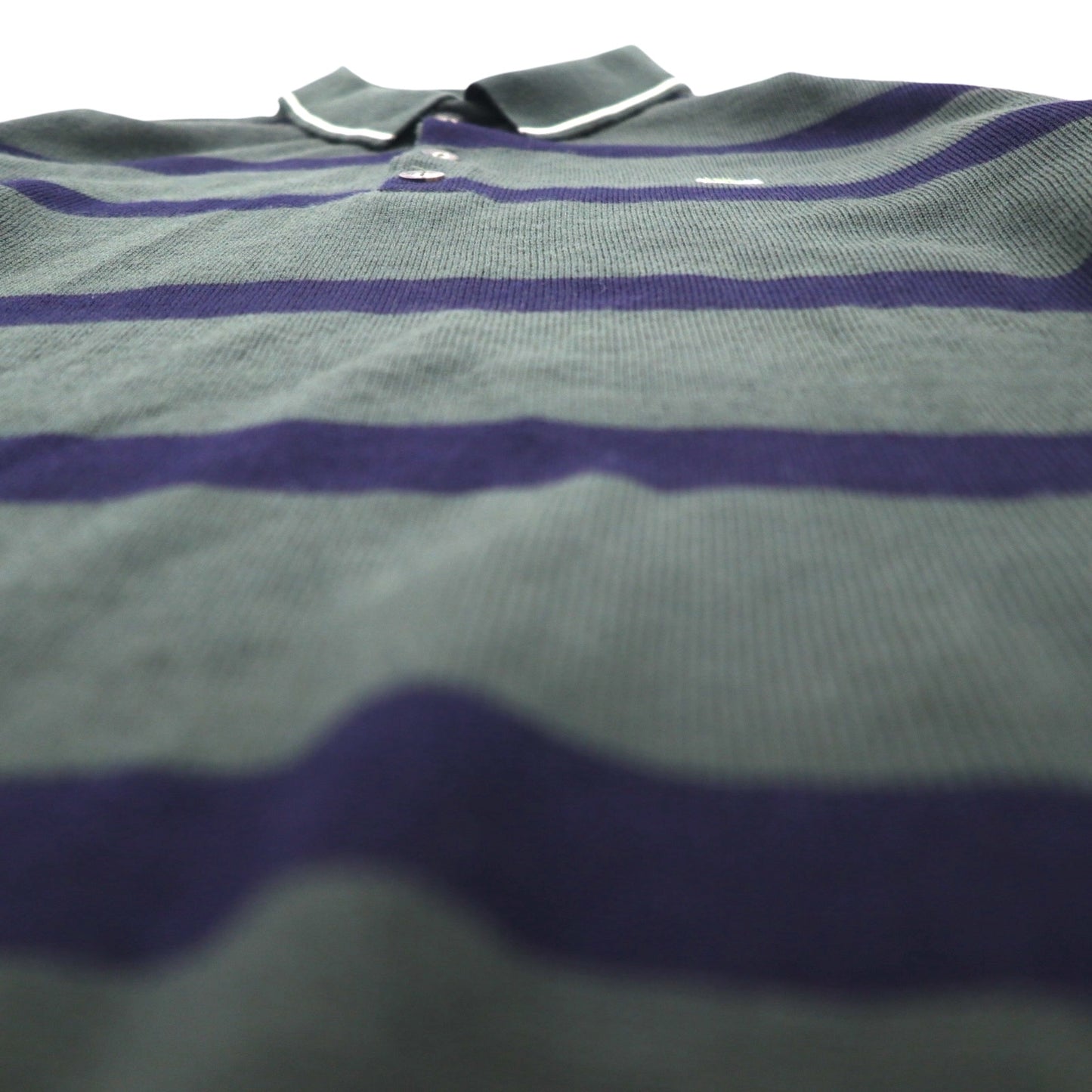 LACOSTE 80年代 ニット ポロ シャツ セーター XL グリーン ウール ボーダー