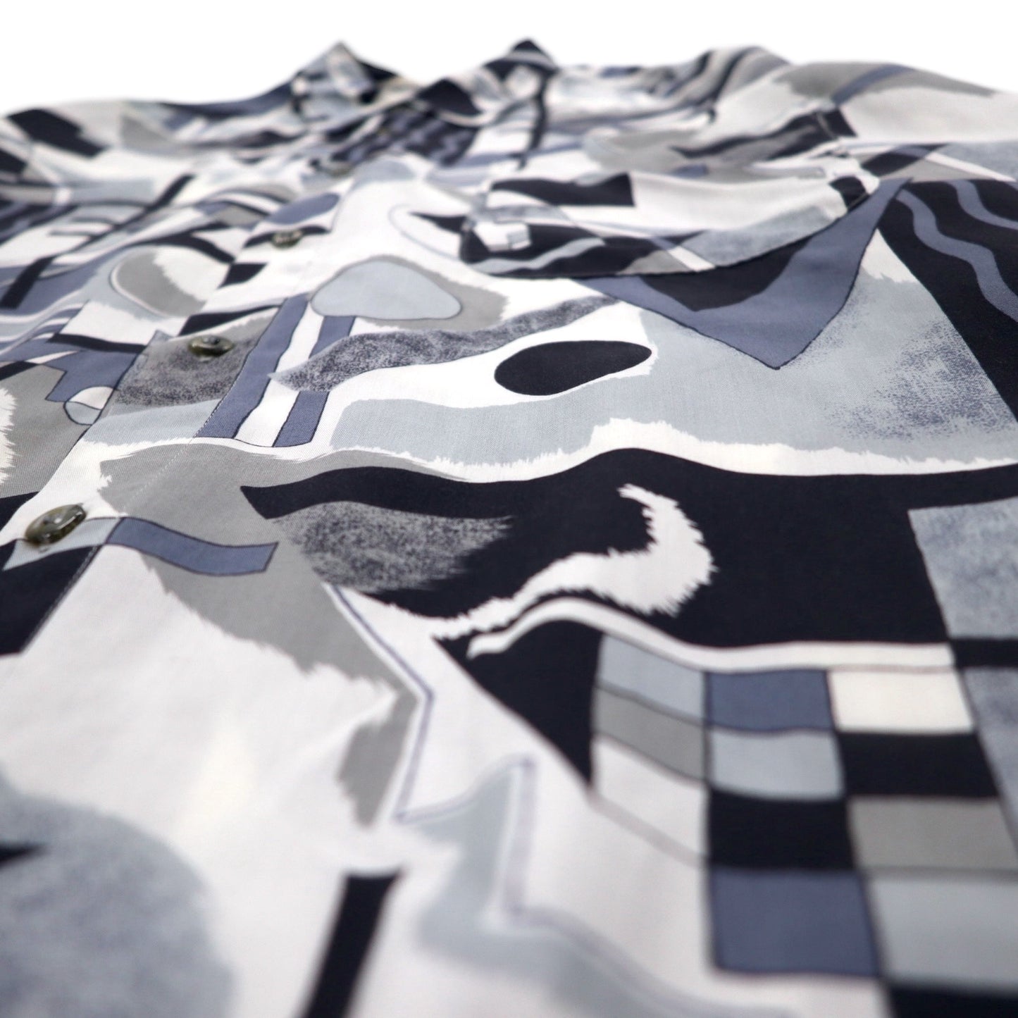 Vintage 90s Japan Made Rayon Shirt a+v ABBRE VIATE 90年代 総柄シャツ FREE グレー 幾何学 レーヨン 日本製