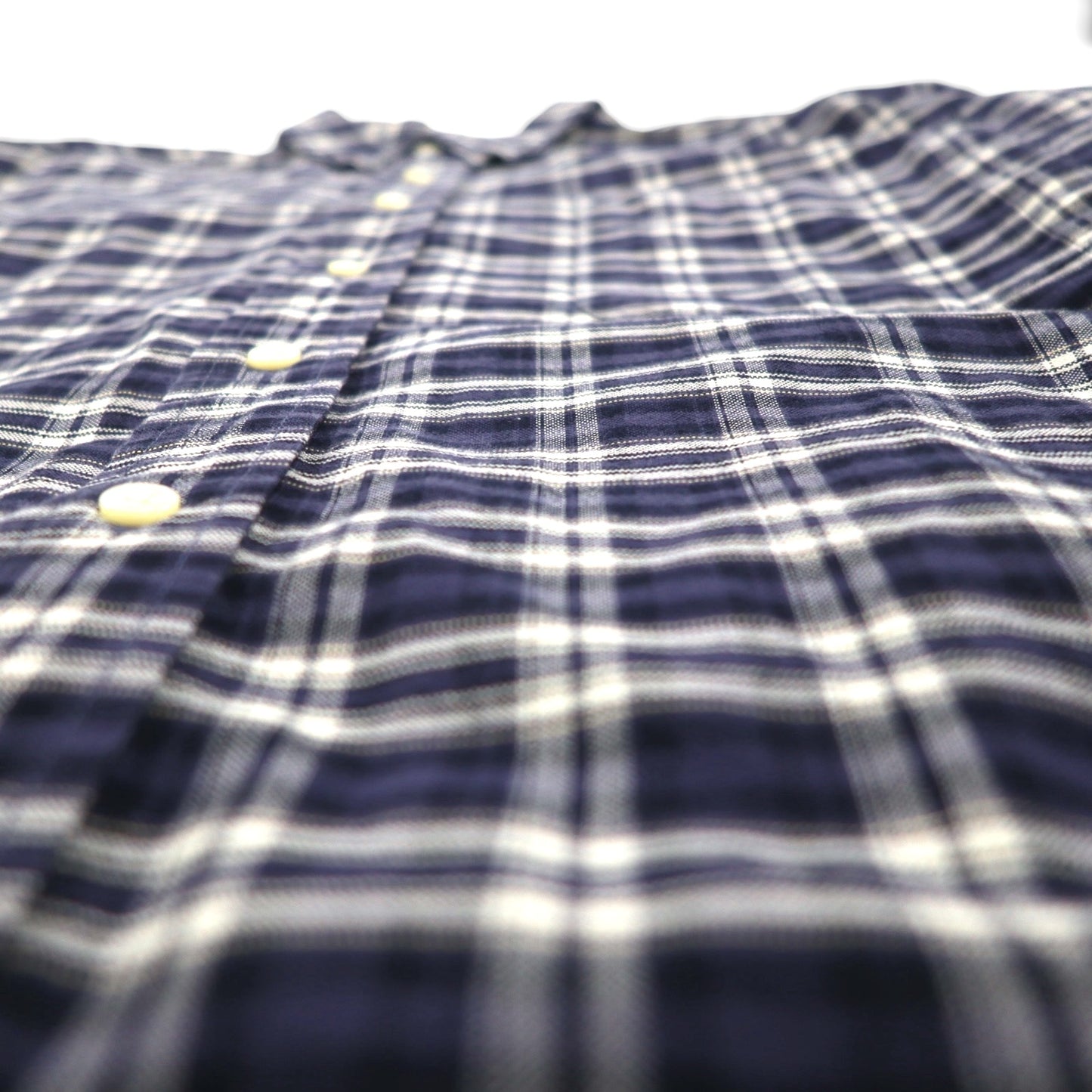 Eddie Bauer 90s Button-Down Shirt, Size L, Navy Cotton, Check, Chest Pocket