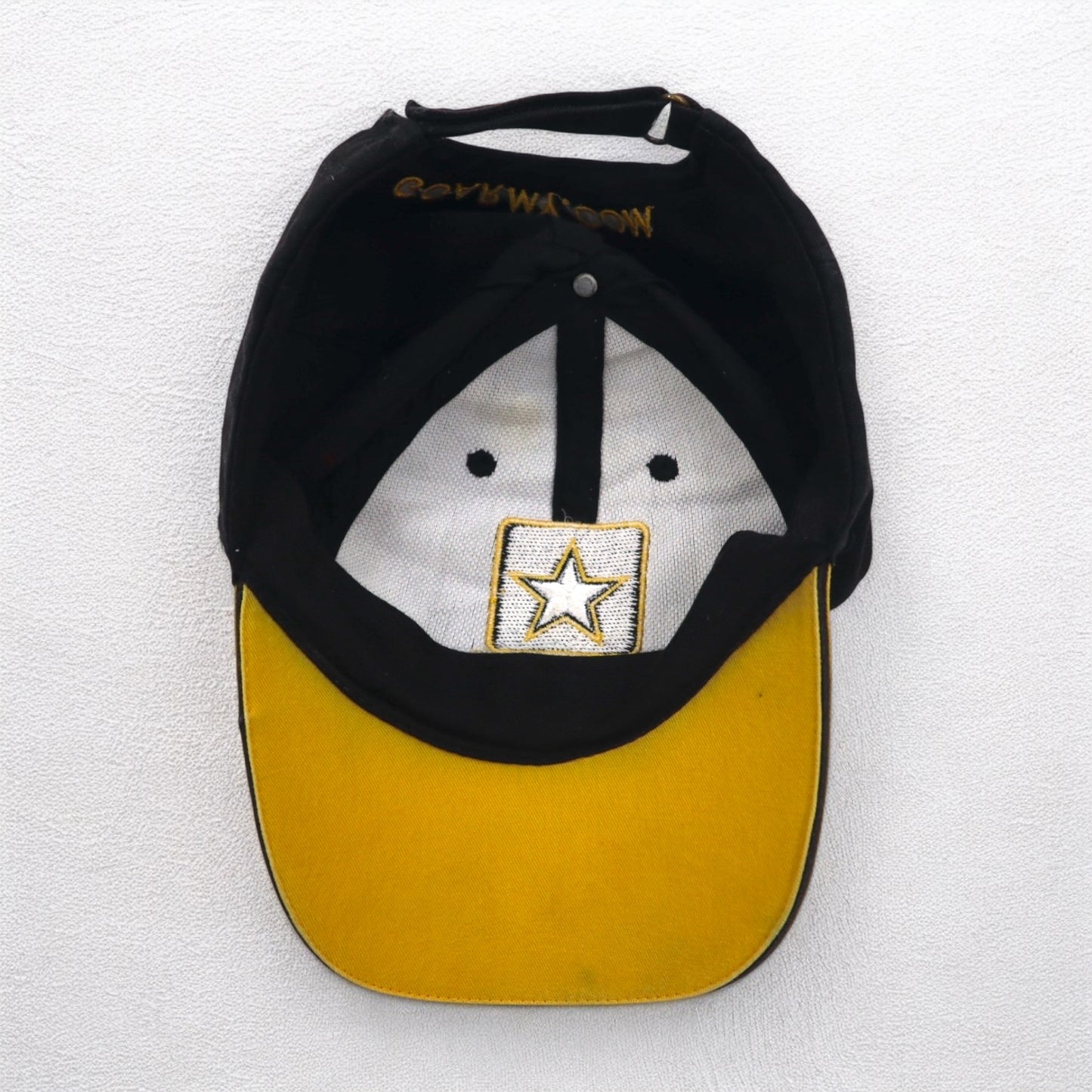 U.S.ARMY 米軍 バイカラー 6パネルキャップ FREE マジックテープ ブラック イエロー コットン