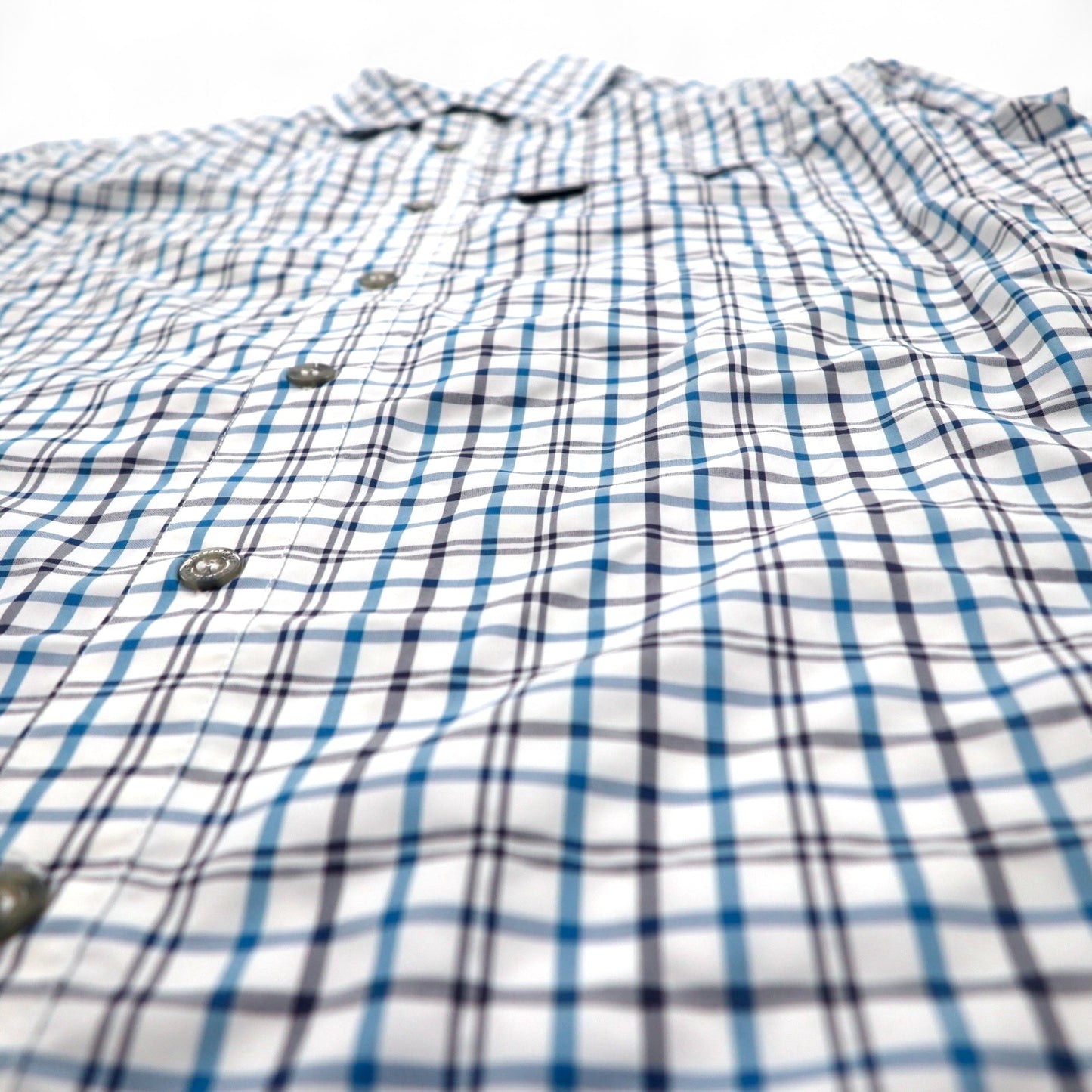 berghaus ドライテックシャツ M ホワイト ブルー チェック ポリエステル CHECKED SHIRT LS 20799