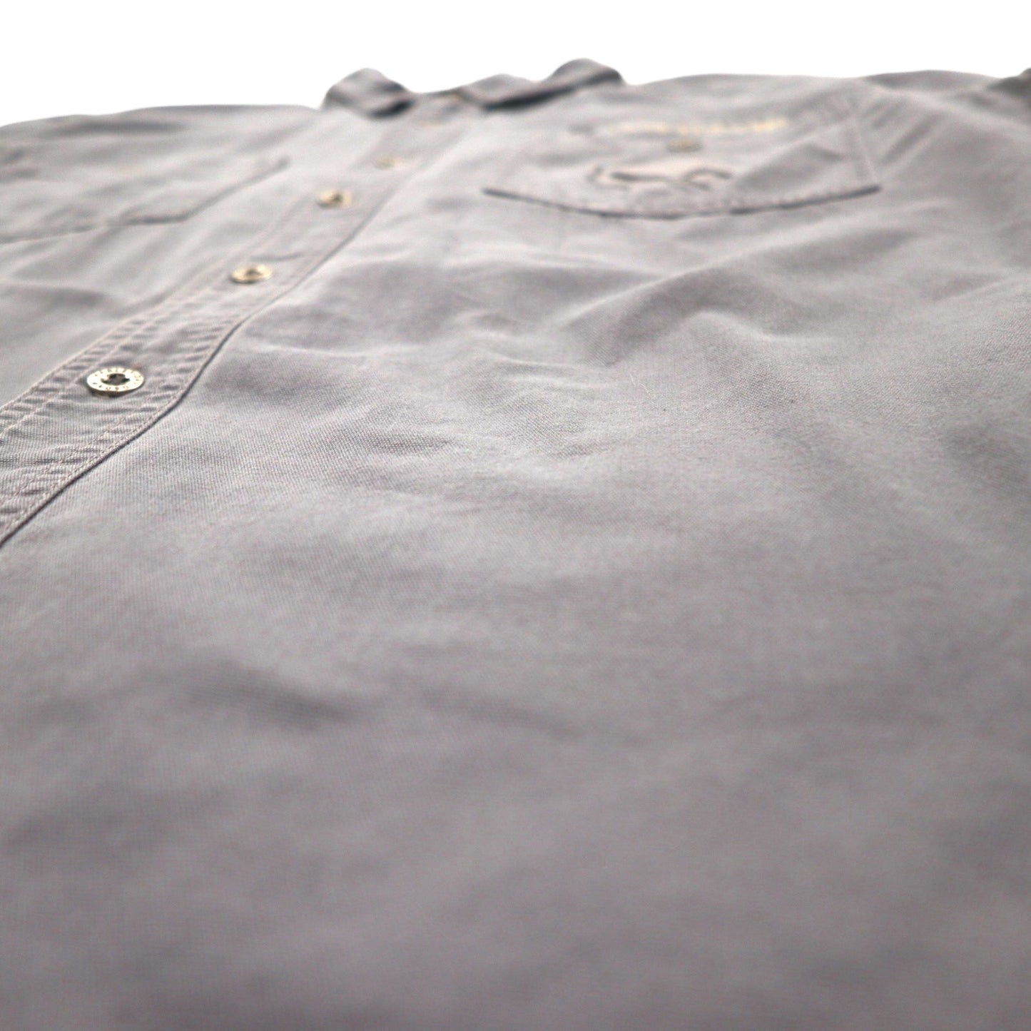 HARLEY DAVIDSON Skull Print Short Sleeve Work Shirt L Grey Back Print Double Pocket