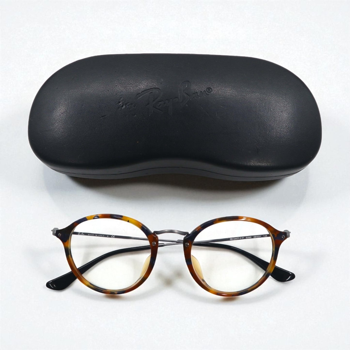 Ray-Ban 伊達メガネ サングラス ボストン ベッコウ ラウンド RB2447-V-F 5492 49-21 145 イタリア製