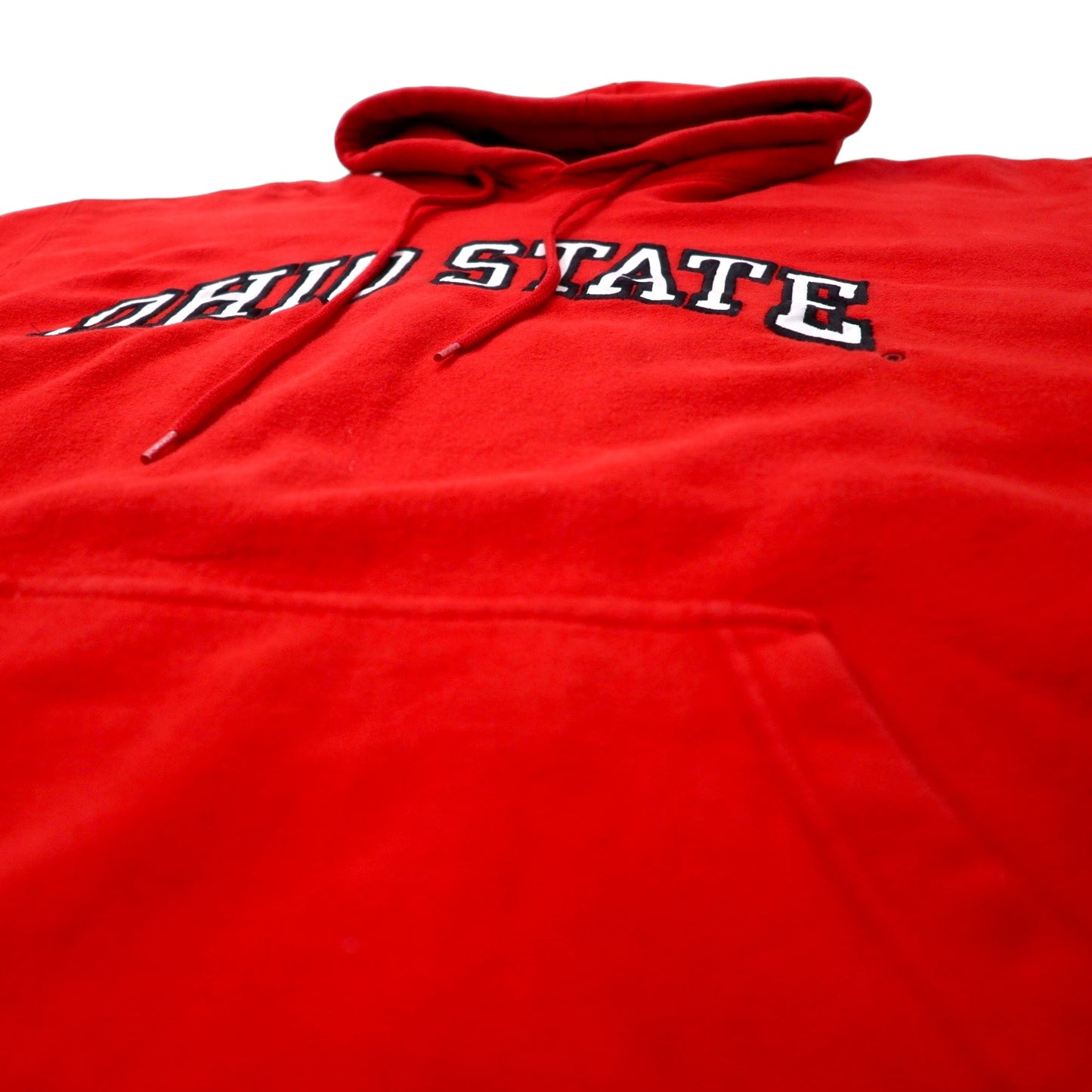 STEVE AND BARRY'S Reverse Weave Hoodie L Red Cotton OHIO STATE College Arch Logo Big Size