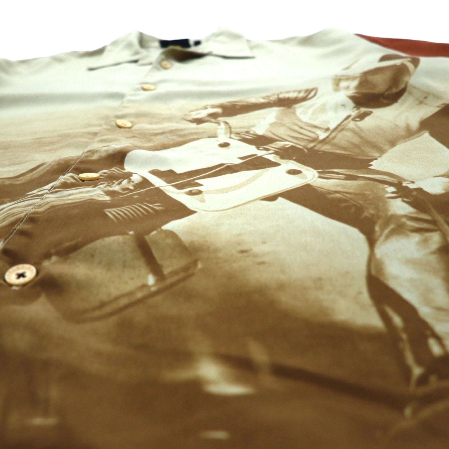 HARLEY DAVIDSON モーターサイクル グラフィック 開襟 半袖 オープンカラーシャツ XL ベージュ バックロゴ