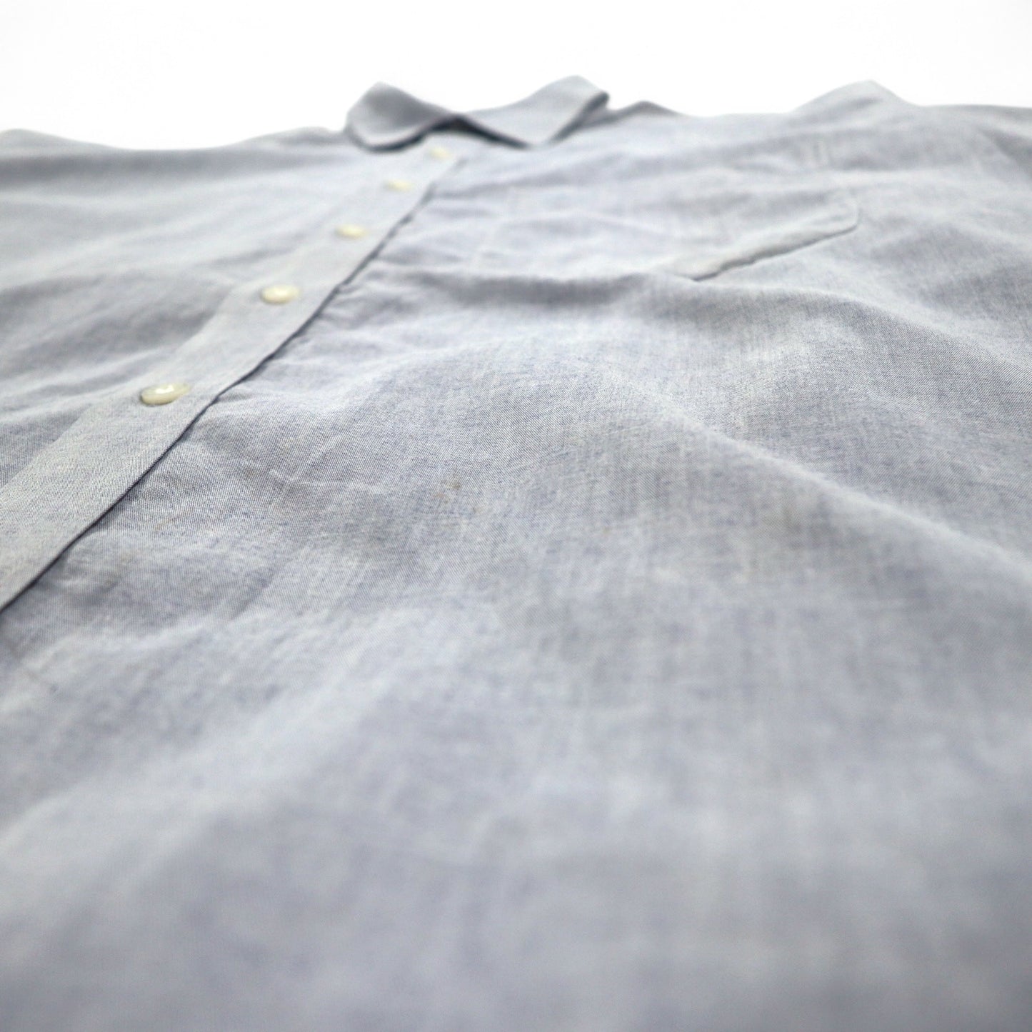 Christian Dior MONSIEUR Old Chambray Shirt L Blue One Point Logo Embroidery