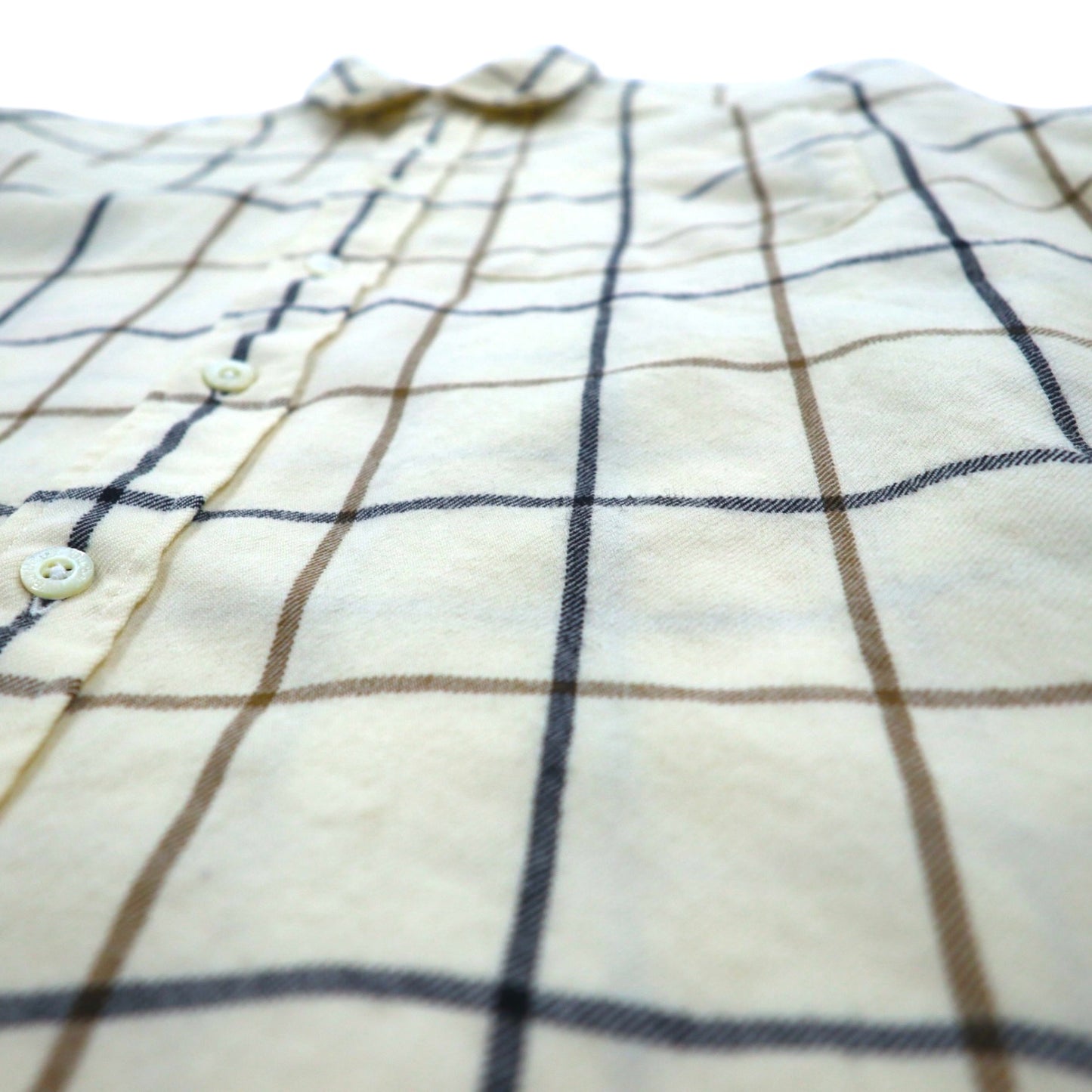 Burberrys 90年代 オールド フランネルシャツ M ベージュ チェック ウール 日本製