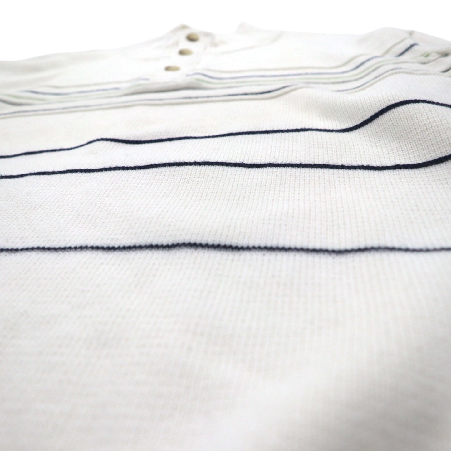 CHAPS ハーフボタン コットンニット セーター XL ホワイト ボーダー