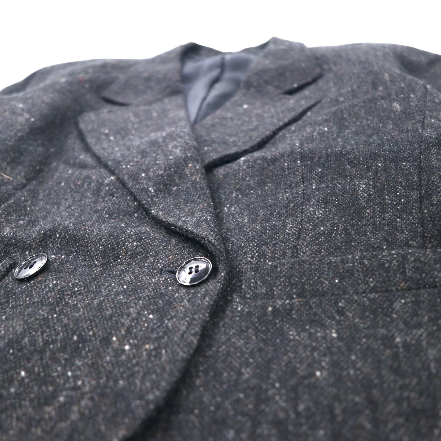 KENZO Double Tweed Tailored Jacket M Gray Wool Old Made in Japan