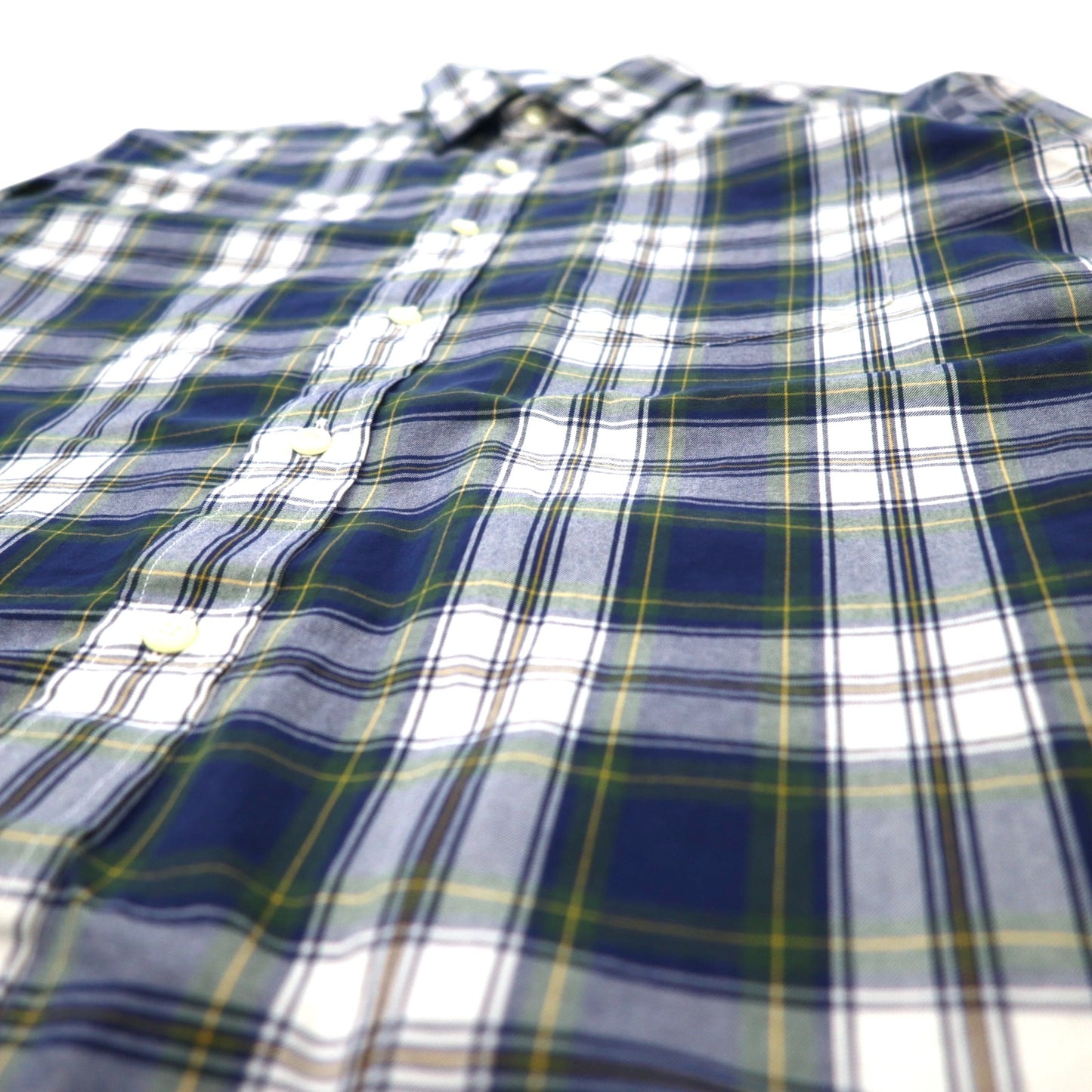 NAUTICA Check Shirt M Navy Multicolor Tartan Cotton Made in Mauritius