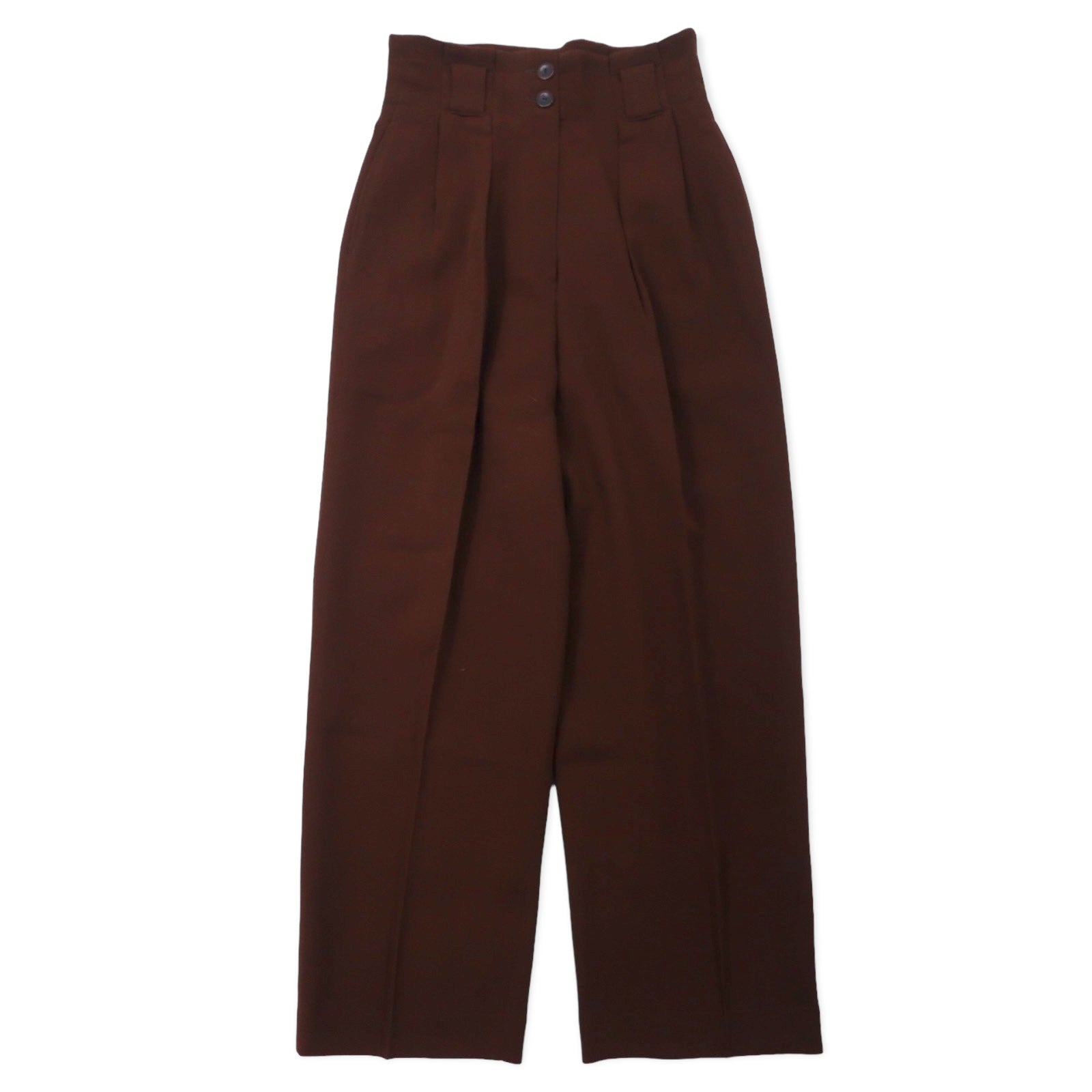 KENZO 2 TUCK High waist Wide Slacks Pants 2 Brown Wool Vintage 