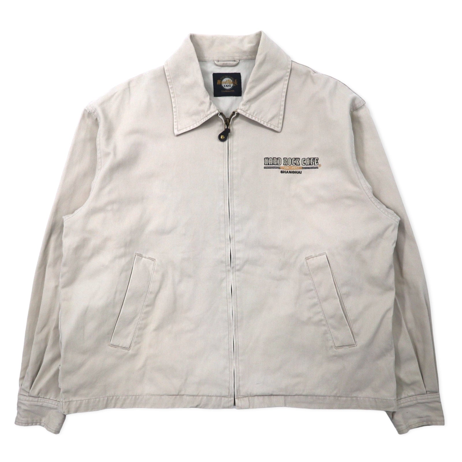 HARD ROCK CAFE 90's Swing Top Harrington Jacket XL Beige Cotton 