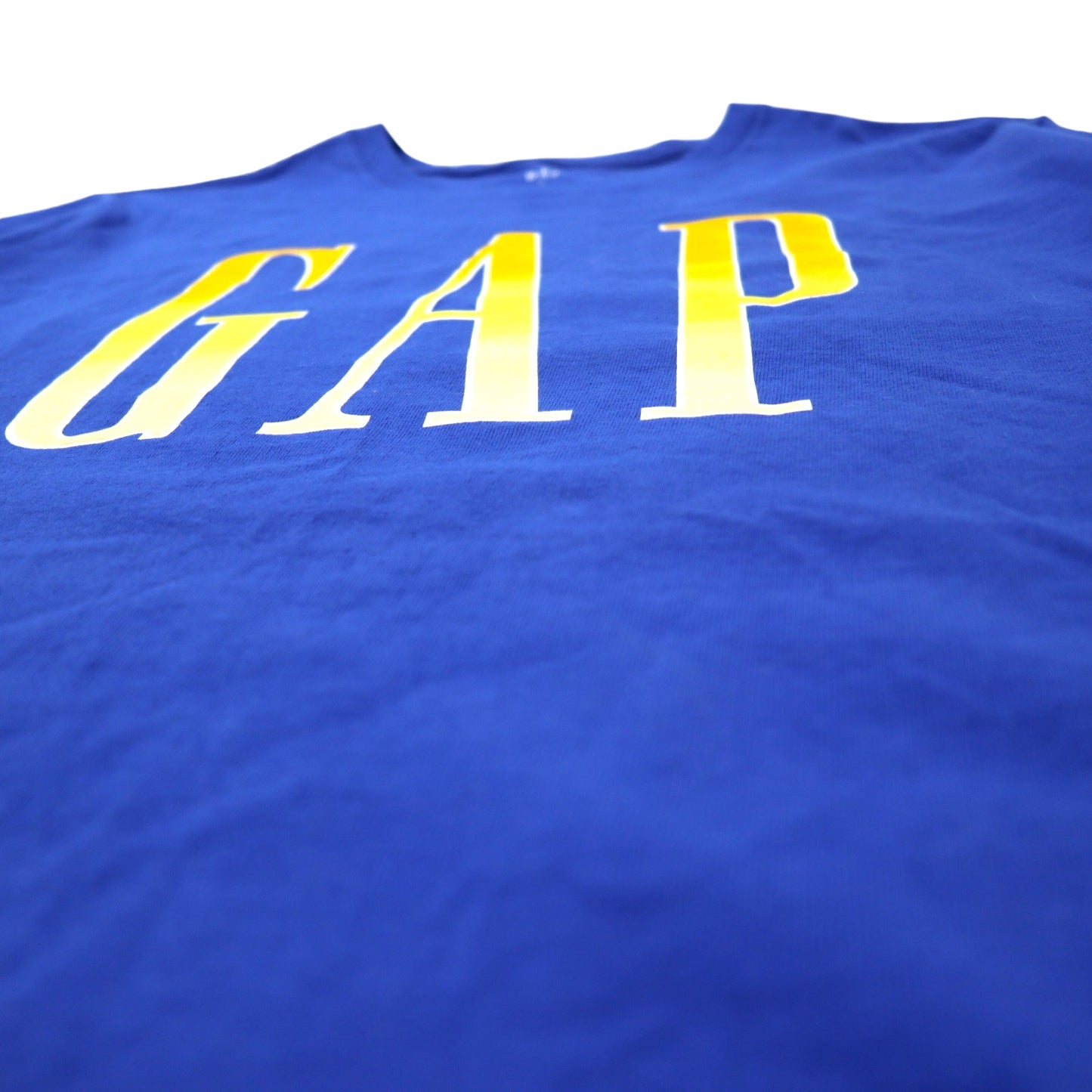 GAP Logo Print T-shirt L Blue Cotton GRADIENT LOGO CRISP ROYAL BL TEE 579588-03