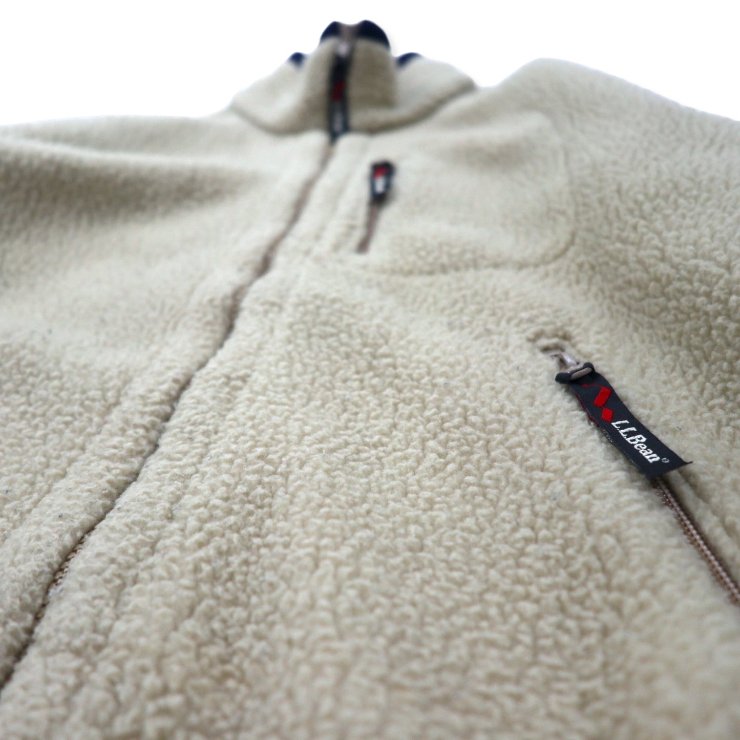 L.L.Bean USA製 フルジップ フリースジャケット S クリーム ポリエステル 0D437