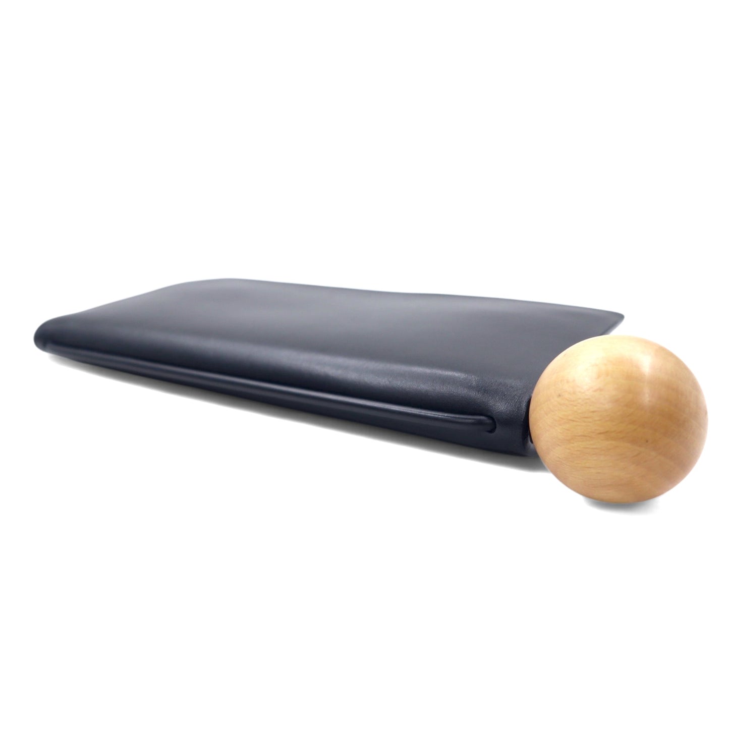 Building Block book wallet a clutch and wallet Long wallet clutch bag black leather wood ball