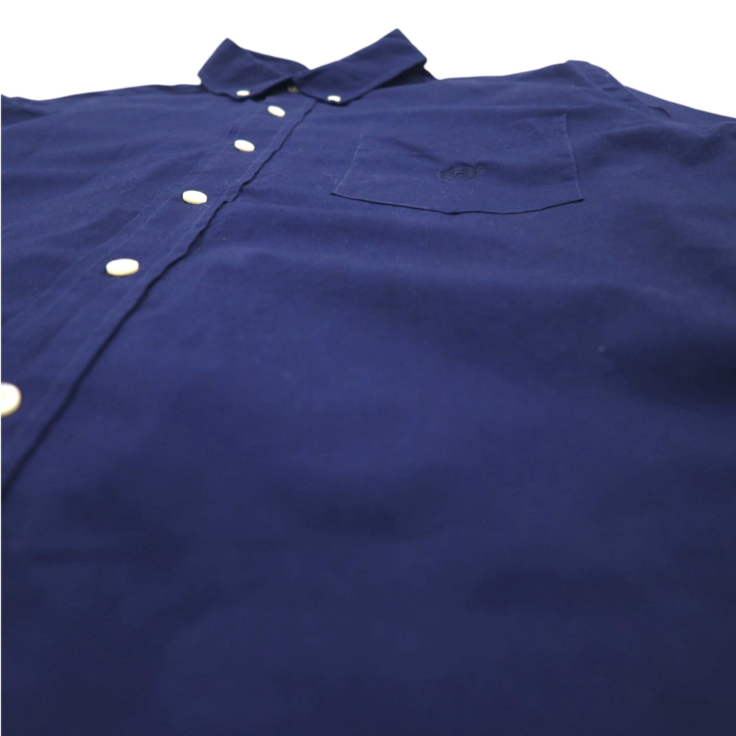 CHAPS ボタンダウンシャツ L ネイビーエルボーパッチ 胸ポケット ワンポイントロゴ刺繍