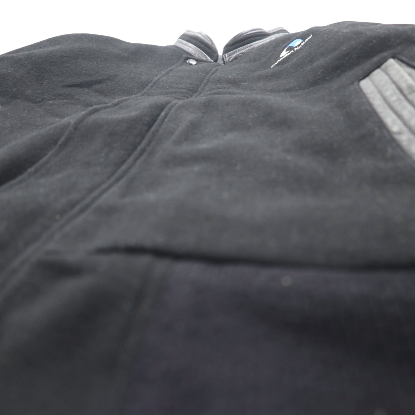 90年代 CANADA SPORTS WEAR レザー切替 メルトン スタジャン XL ブラック ウール Canadian Natural ロゴ刺繍