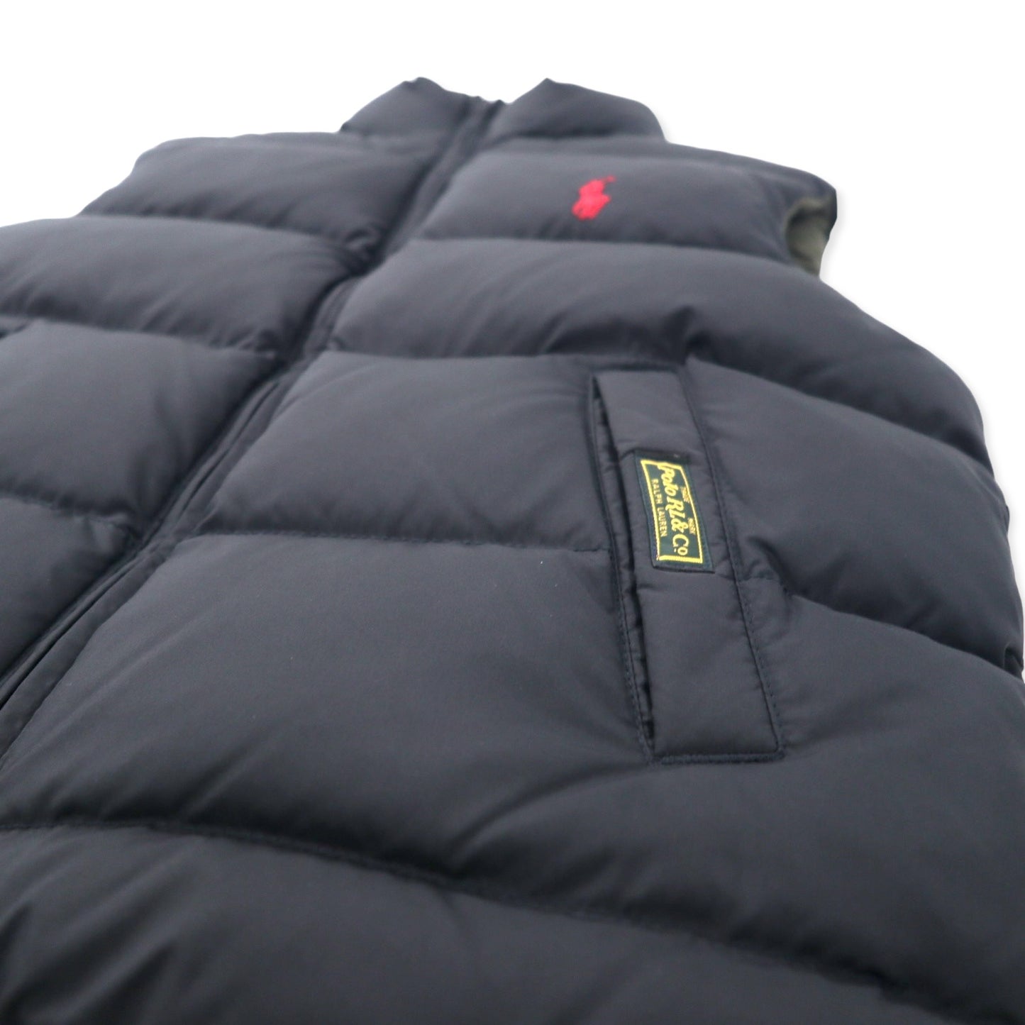 Polo by Ralph Lauren リバーシブル ダウンベスト M カーキ ブラック ポリエステル 381 BLEEKER スモールポニー刺繍