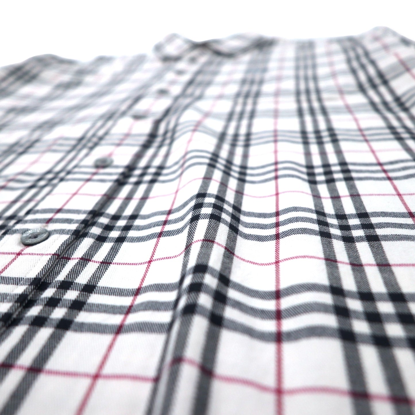 BURBERRY Nova Check Button-Down Shirt, M, White, Cotton, Stretch, One Point Logo Embroidery