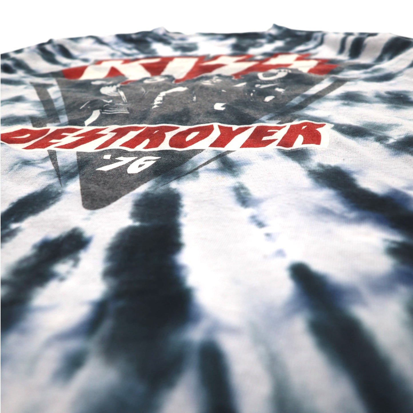 KISS DESTROYER '76 Band T-Shirt, Medium, Blue, Tie-dye, Cotton, LIQUID BLUE