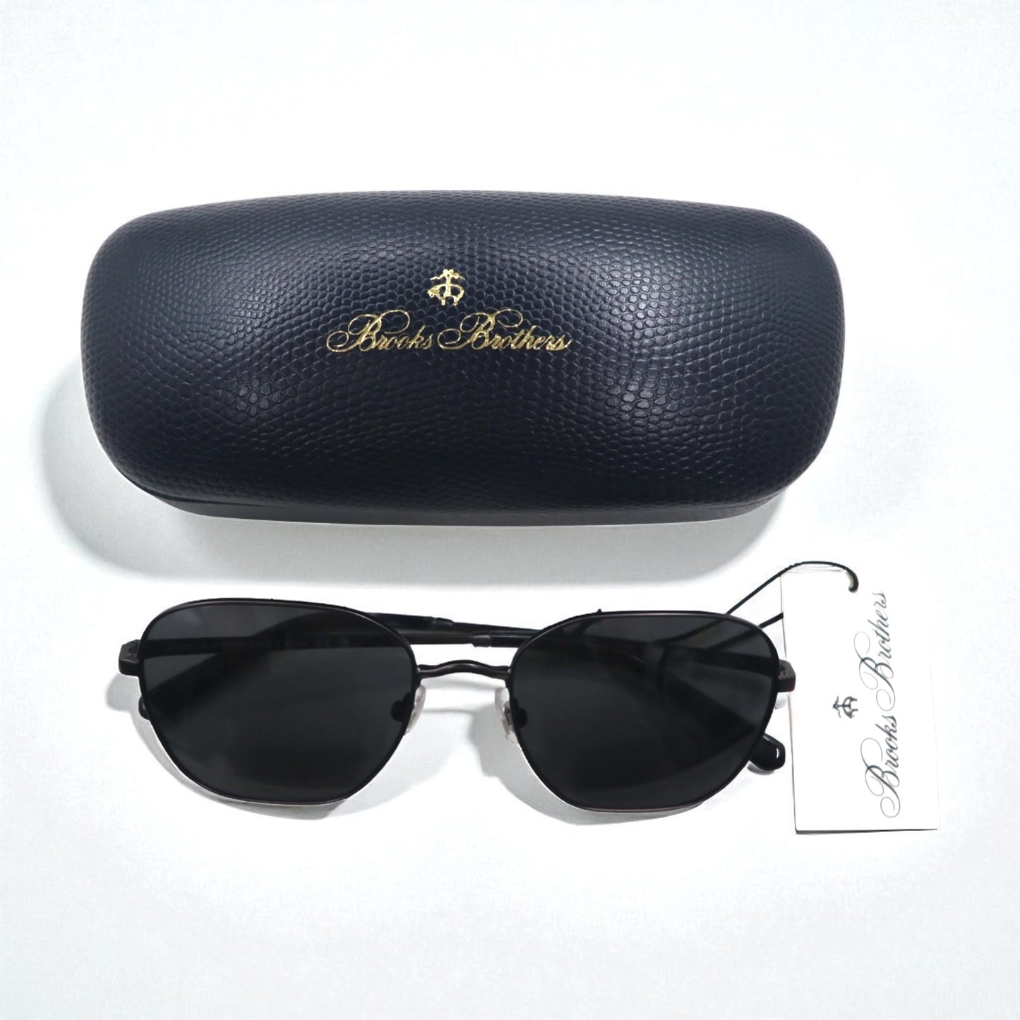 Brooks Brothers Gunmetal Square Metal Frame Sunglasses BB4066 103587 55-19 145 3N Unused